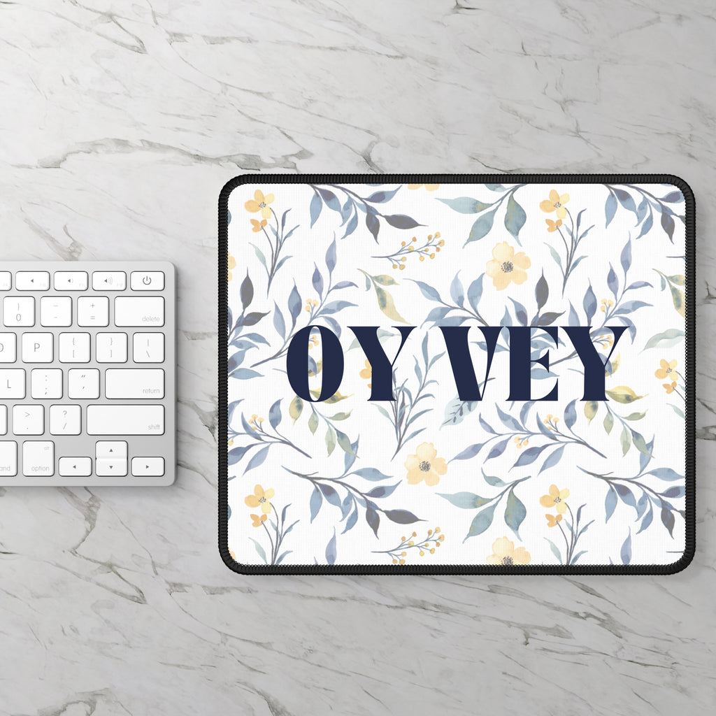 Oy Vey Mouse Pad, Jewish Desk Accessory Jewish Office Decor, Oy Vey Floral Design