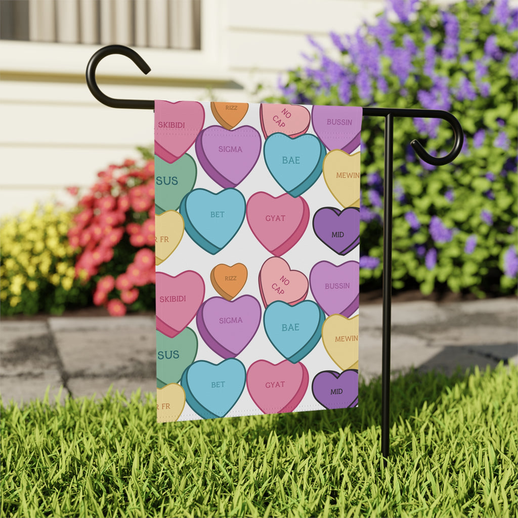 Candy Hearts Skibidi Sigma Bae Garden Flag Valentines Day Garden Flag Valentines Welcome Flag