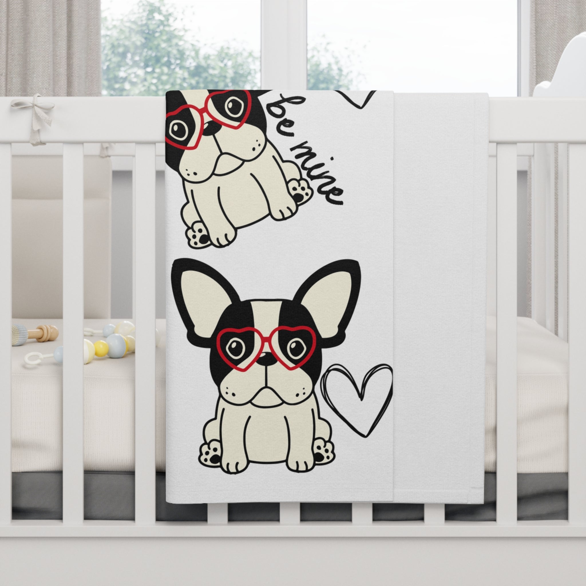 Frenchie Baby Bulldog Blanket French Bulldog Print Valentine's Baby Blanket Soft Fleece Baby Blanket with French Bulldog Print