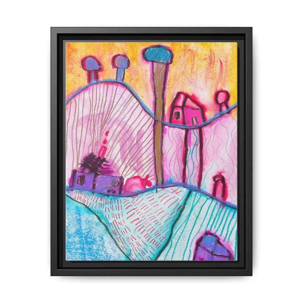 House on a Hill Matte Canvas, Framed Inspired by Frank Stella Art by Jackson Smith