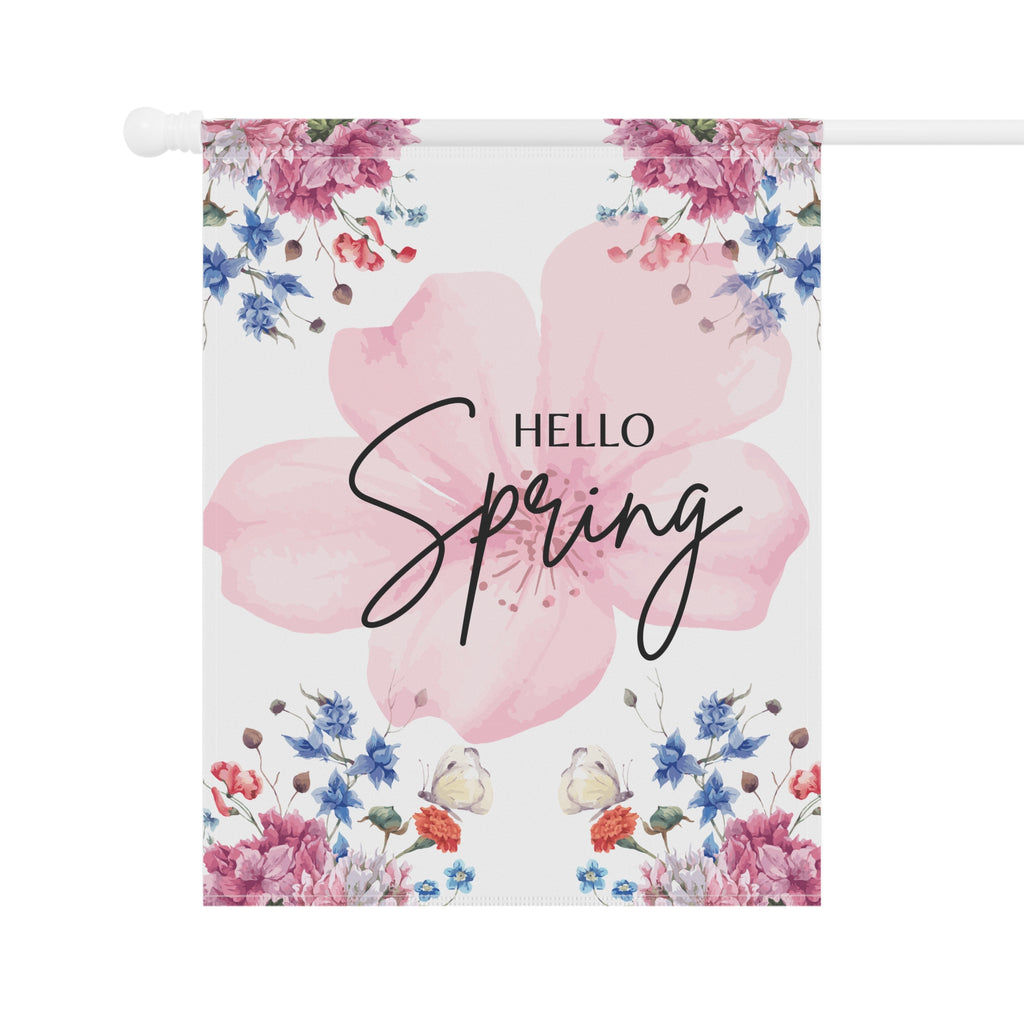 Spring Garden Flag 12X18 Hello Spring House Flag or Garden Flag Floral Decoration, Seasonal Spring Garden Flag