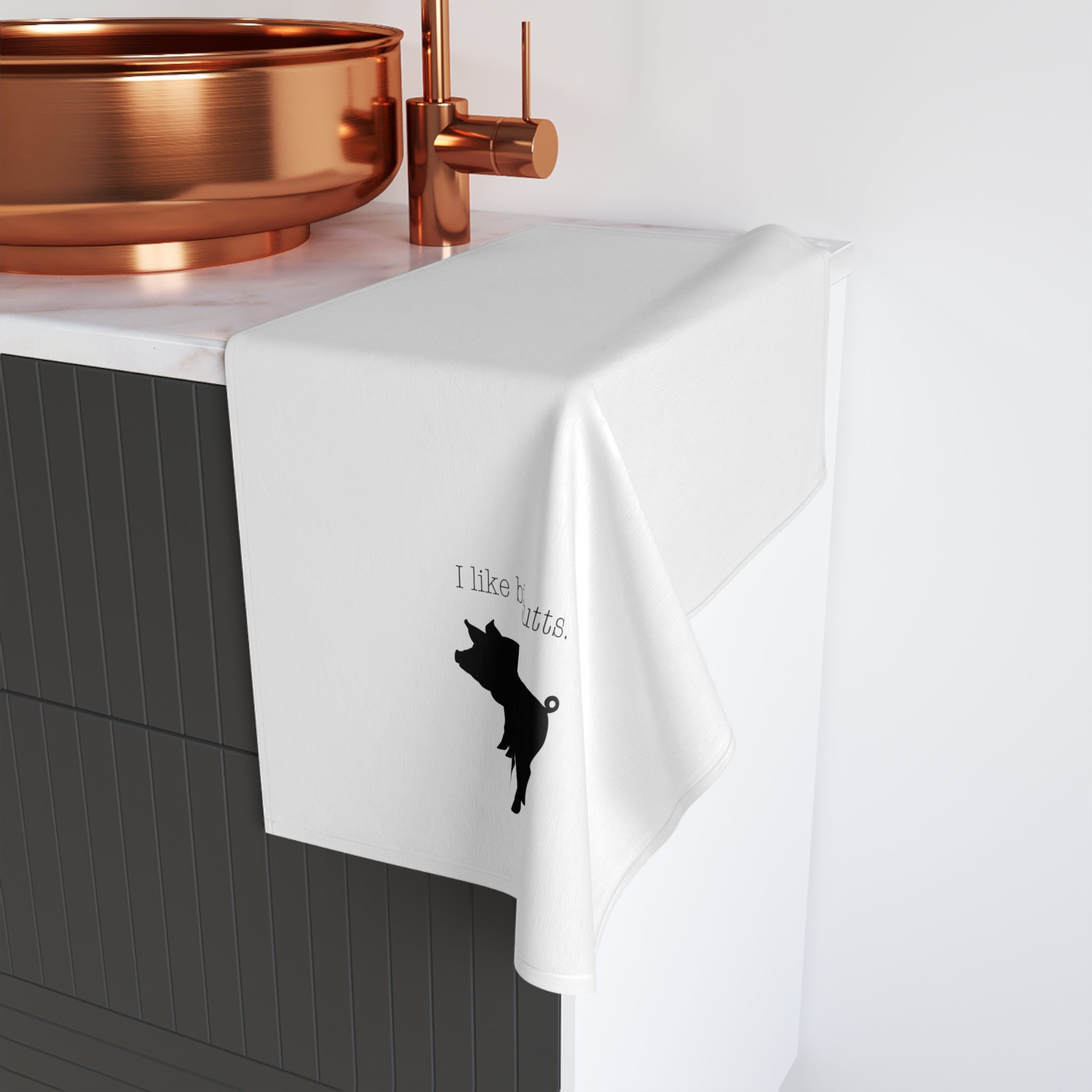 BBQ Kitchen Towel Funny Pig Hand Towel - I Like Big Butts Kitchen Towel, Cute Bathroom Towel, Farmhouse