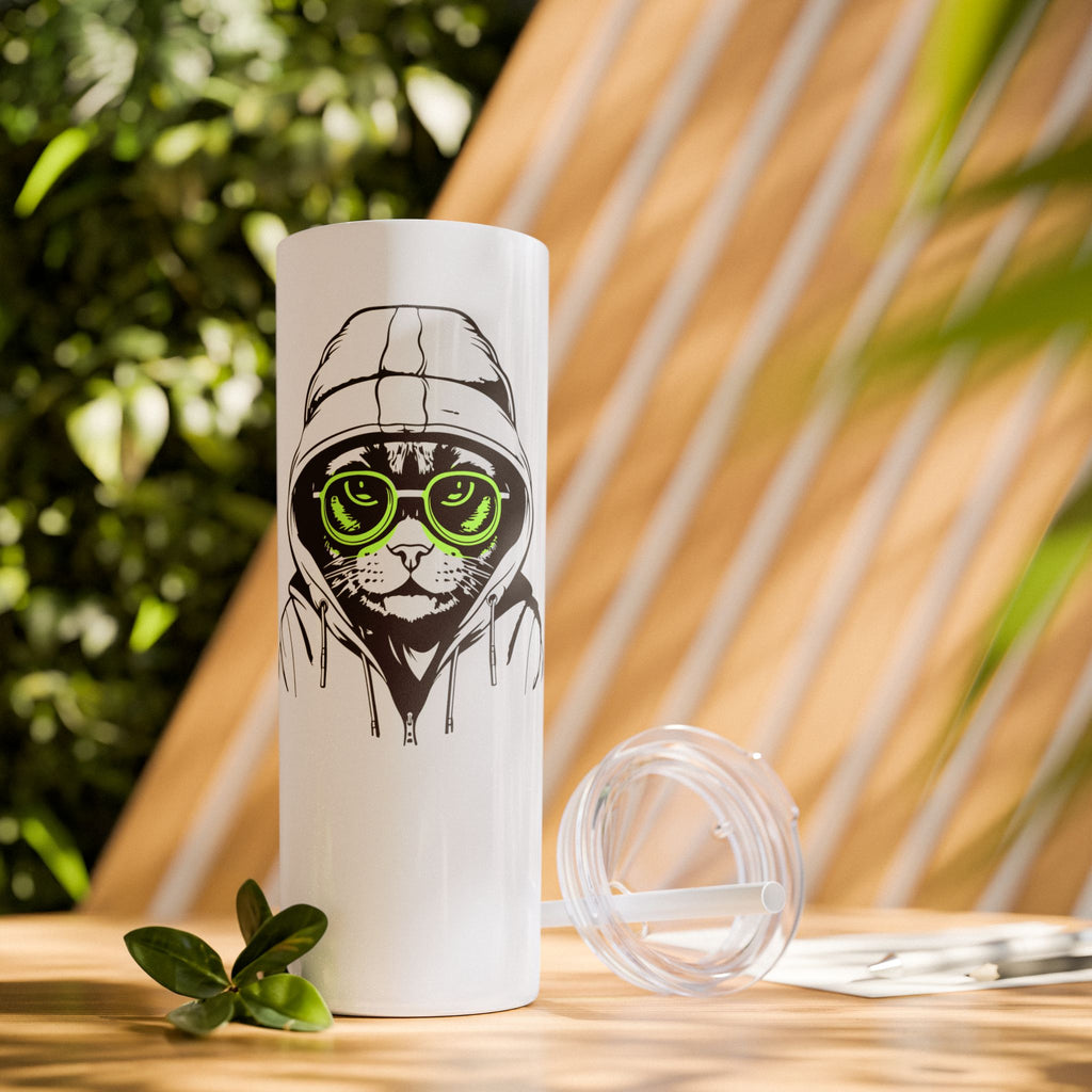 Angry Kitty Hip Cat Cool Cat Skinny Tumbler with Straw 20oz