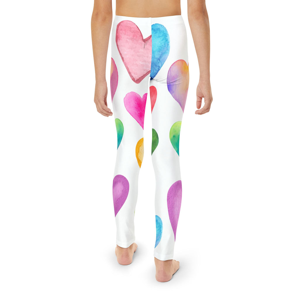 Youth Valentine's Leggings Valentine's Full-Length Leggings Pastel Hearts Print Leggings
