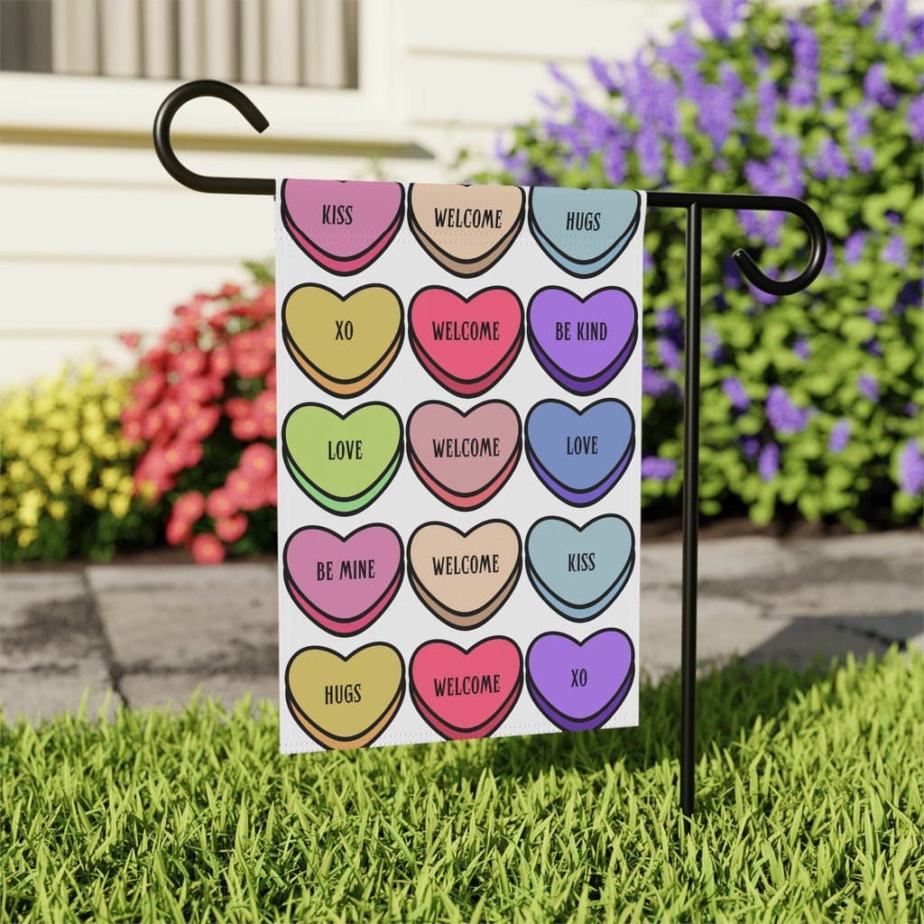 Valentine's Day Flag Valentines Day Garden Flag Candy Hearts Welcome Flag for Valentine's Day
