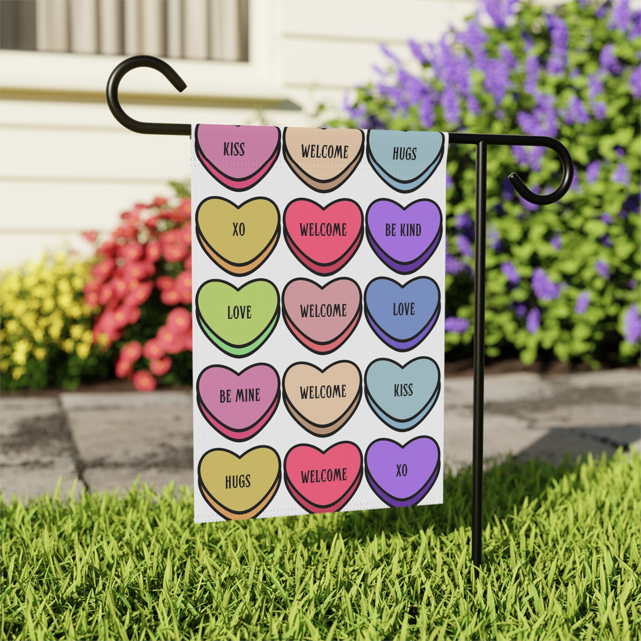 Valentine's Day Flag Valentines Day Garden Flag Candy Hearts Welcome Flag for Valentine's Day