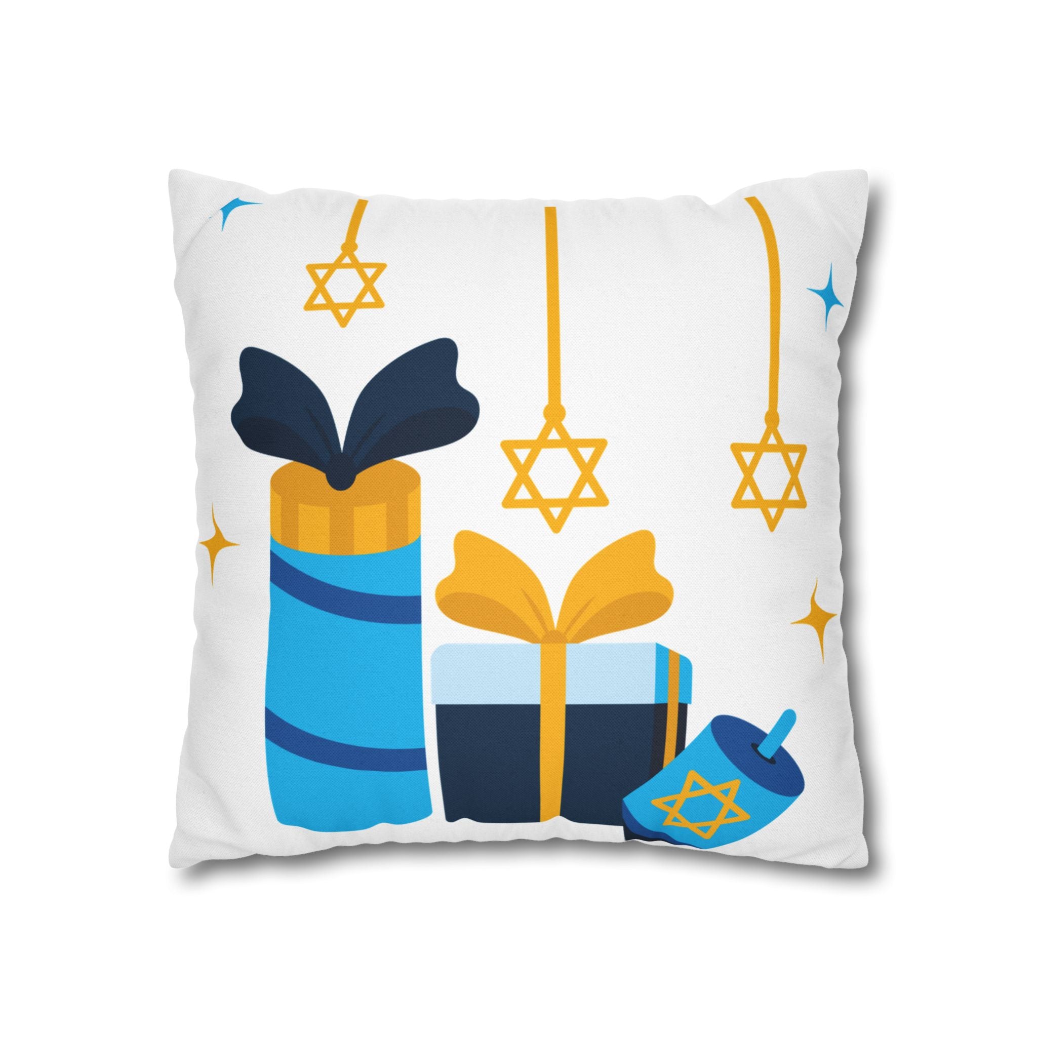 Hanukkah Decor Pillowcase, Let's Get Lit Chanukah Pillow Cover, Double Sided Hanukkah Decor