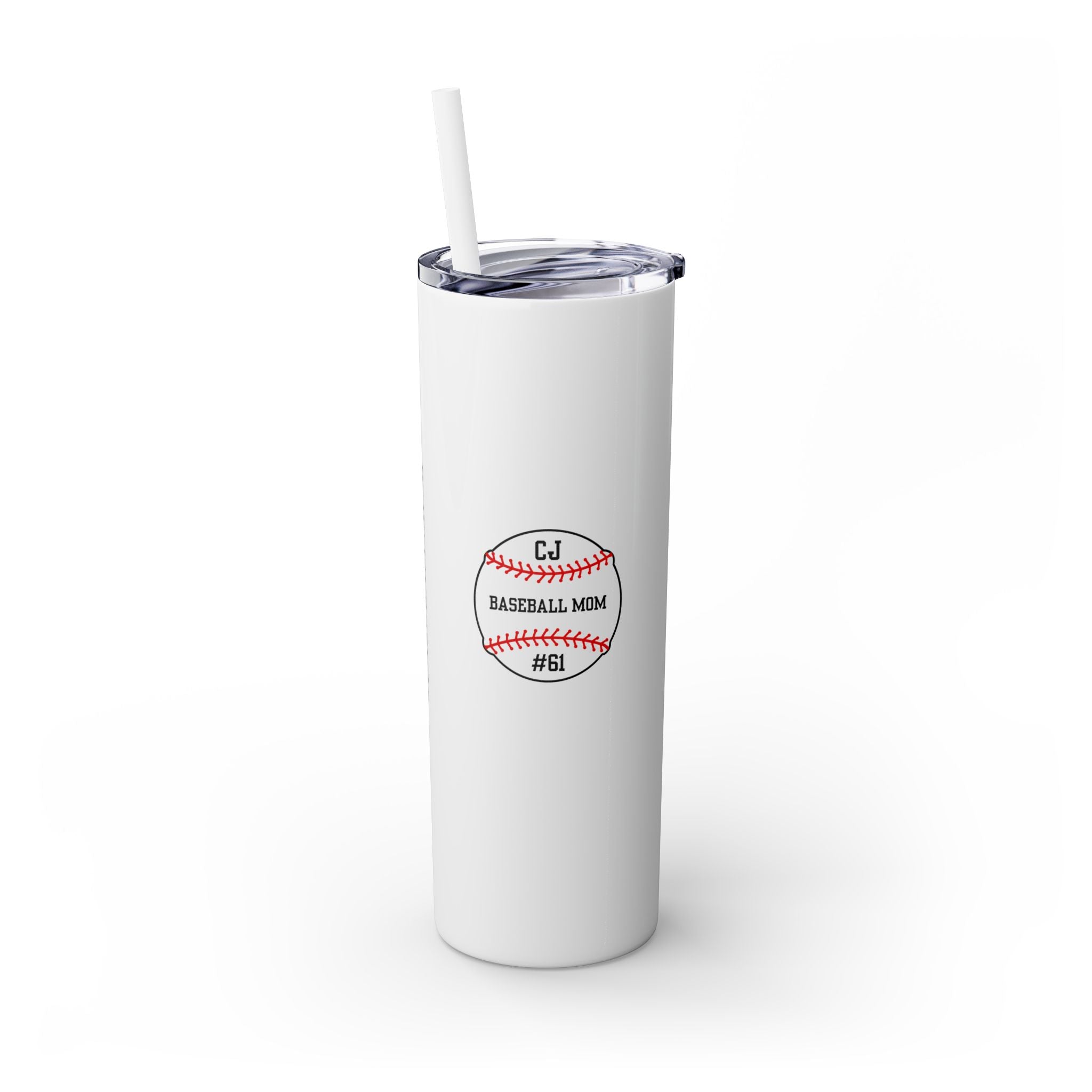 Custom CJs Mom Skinny Tumbler with Straw, 20oz