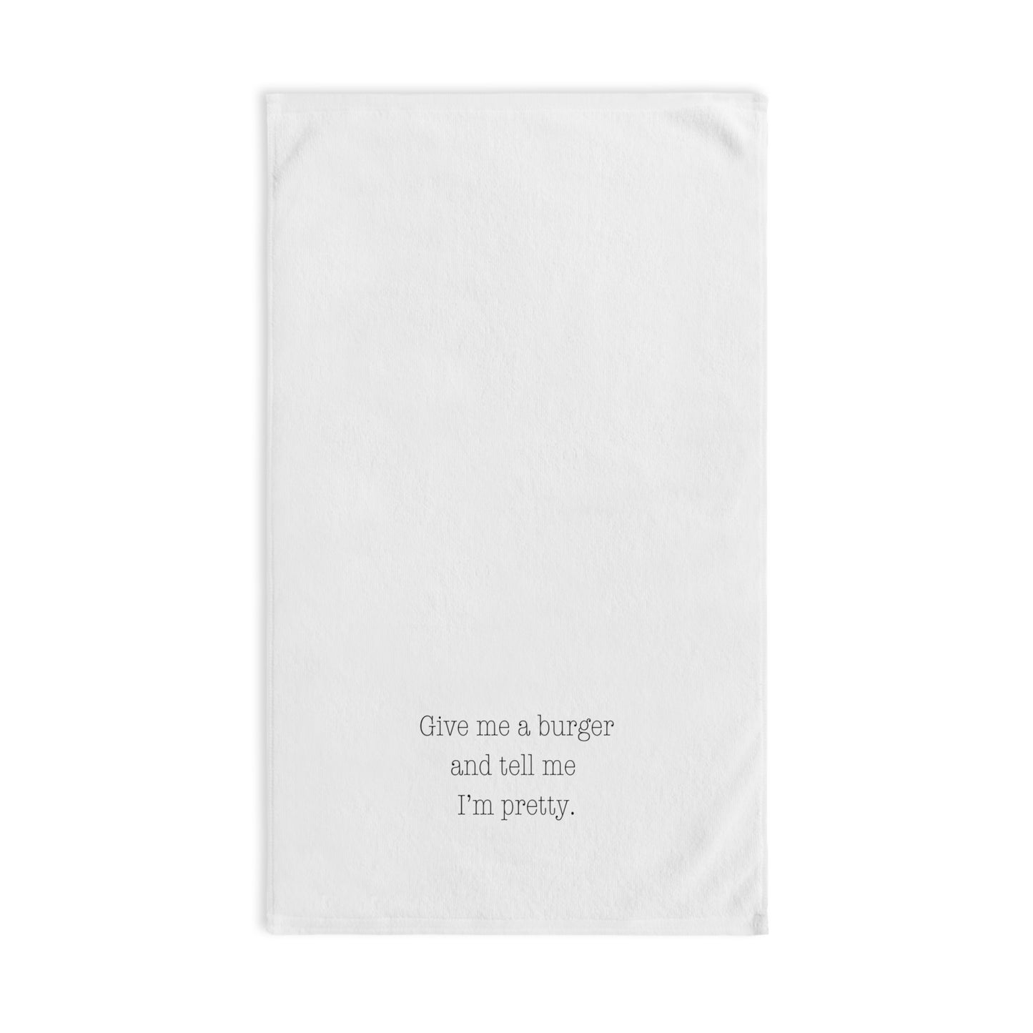 Funny Kitchen Hand Towel, Give Me a Burger Gift, Humorous Home Decor, Unique Kitchen Gift, Foodie Towel