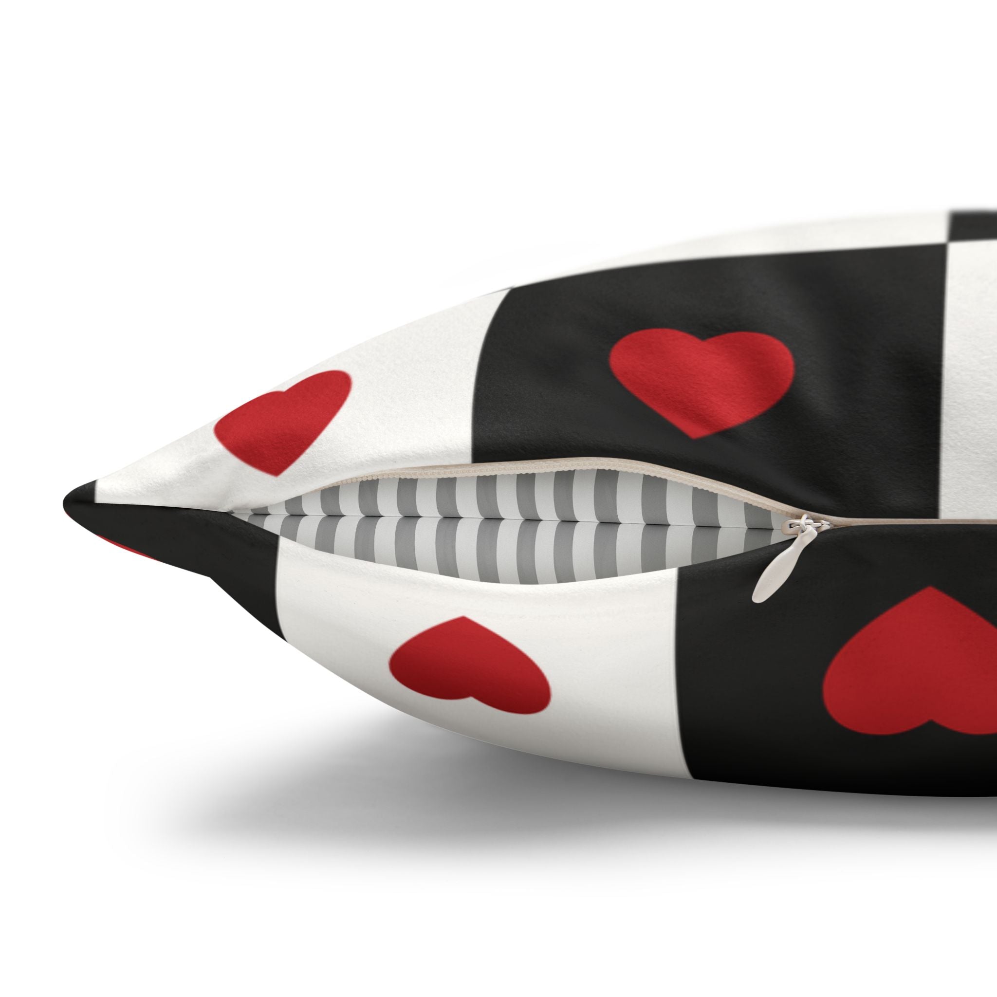 Valentines Pillowcase, Heart Pillow Cover, Checkered Decor, Faux Suede Cushion, Valentine's Day Gift, Square Throw Pillow, Love Home Decor