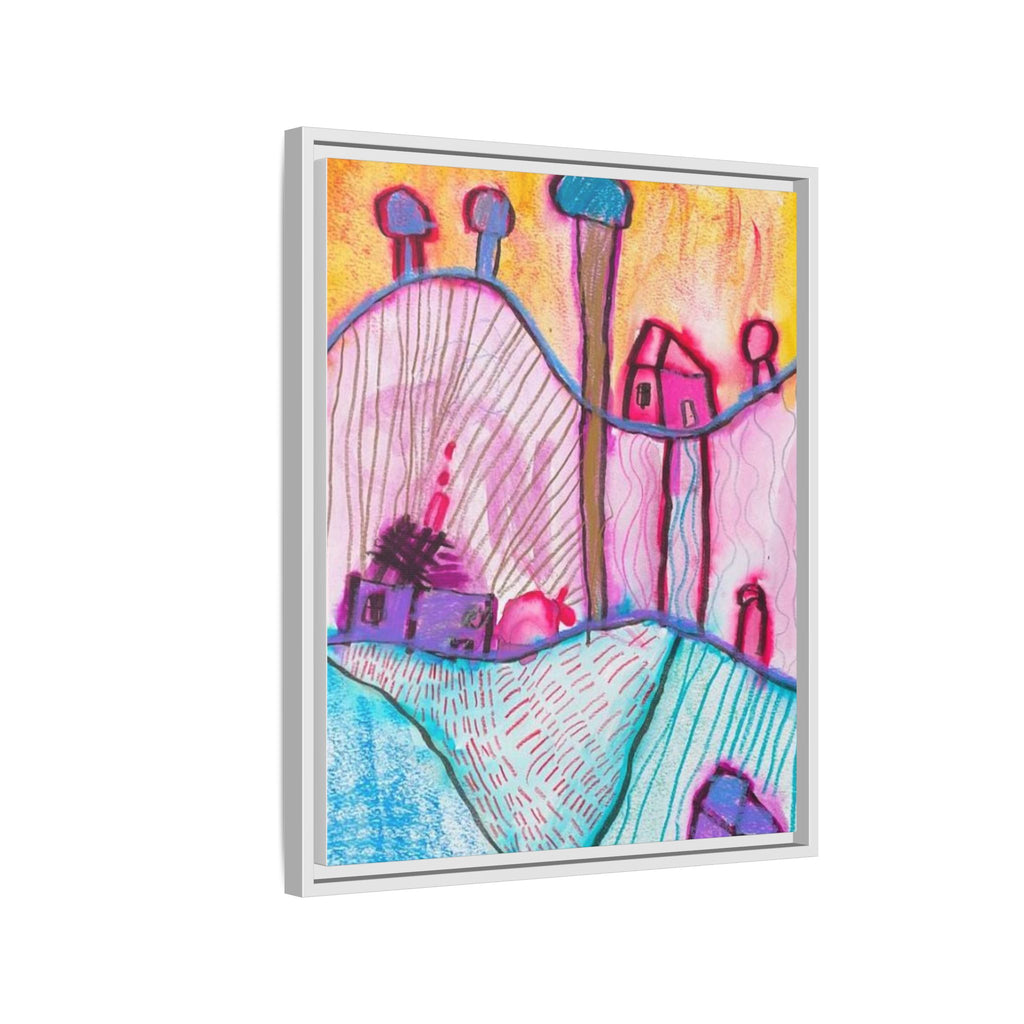 House on a Hill Matte Canvas, Framed Inspired by Frank Stella Art by Jackson Smith