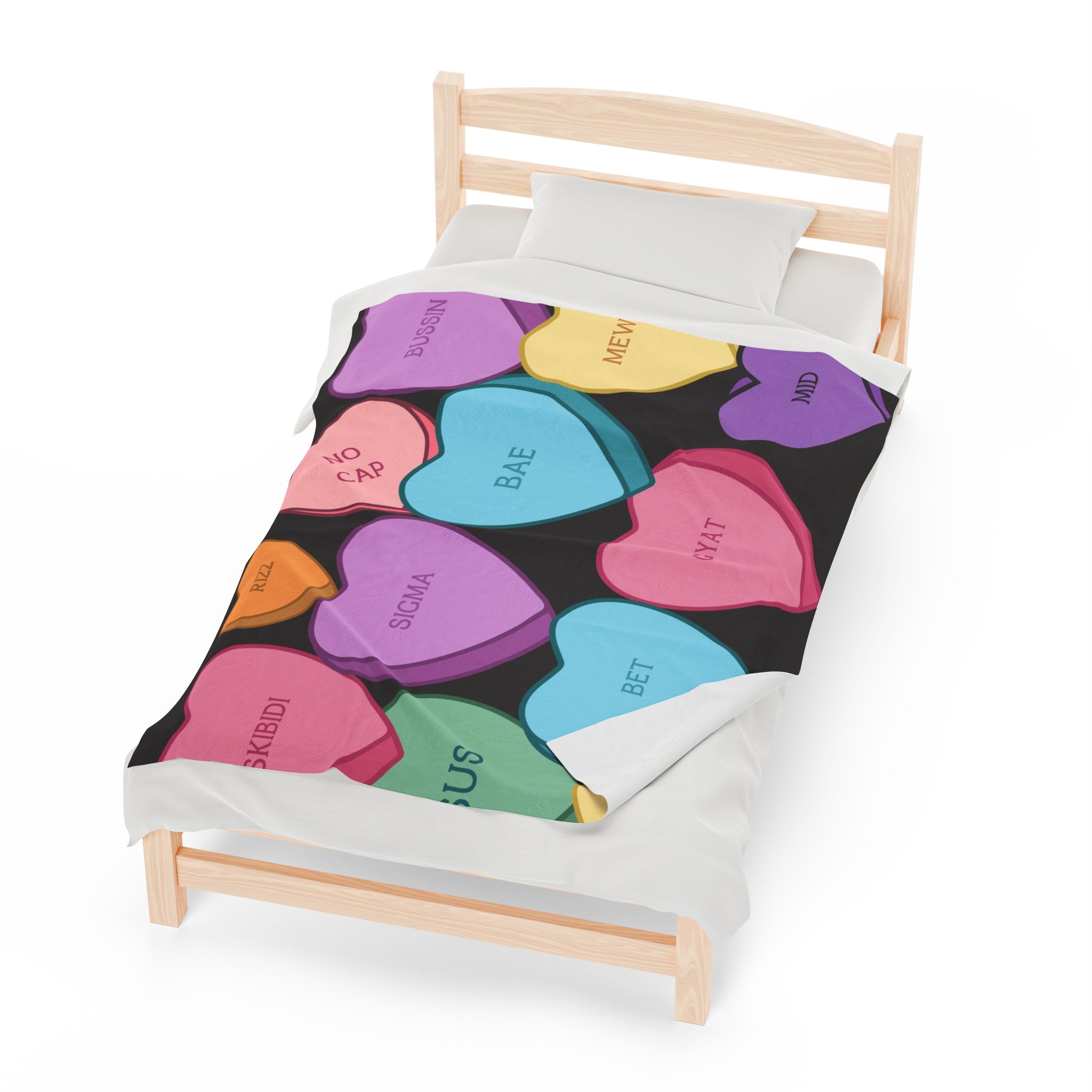 Candy Heart Valentine's Velvet Soft Blanket