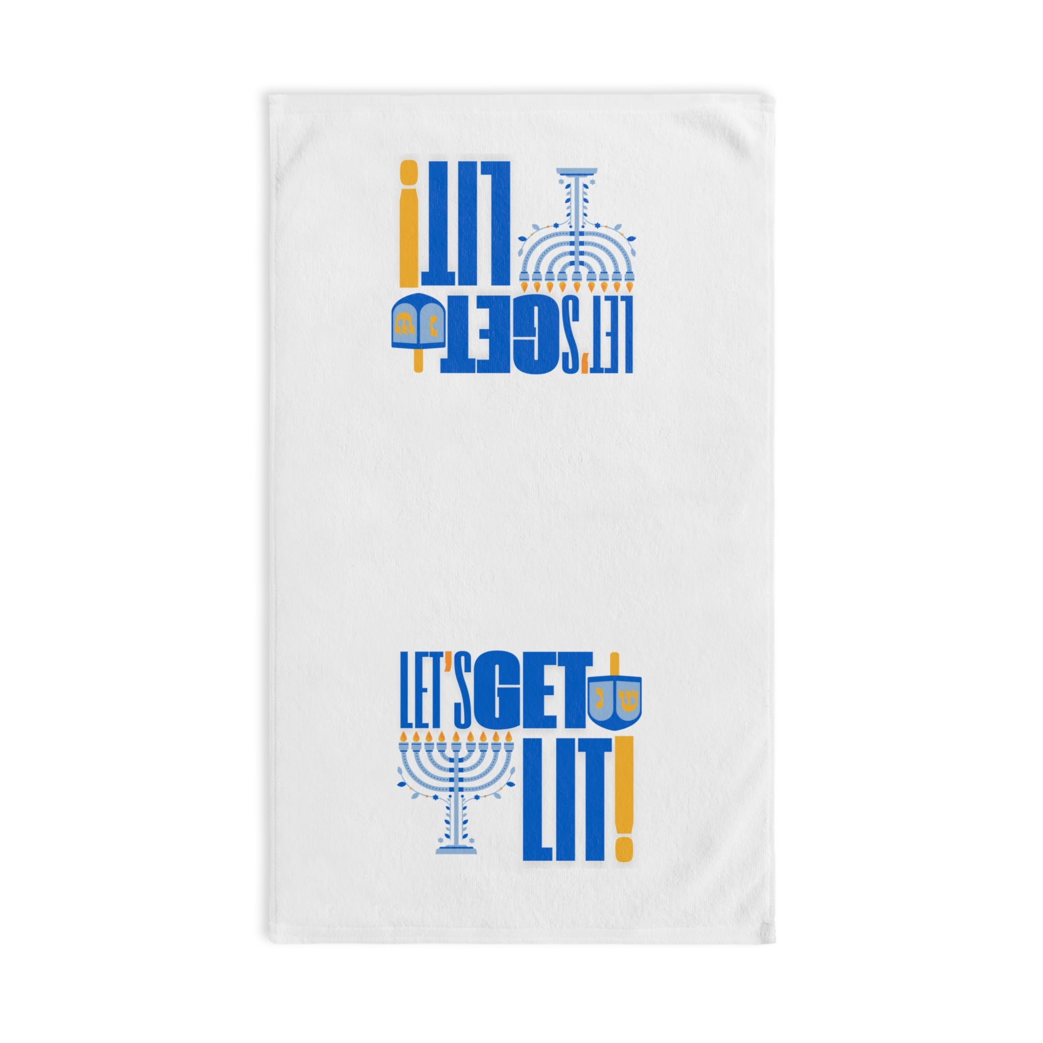 Let's Get Lit Hanukkah Hand Towel, Chanukah Dish Towel