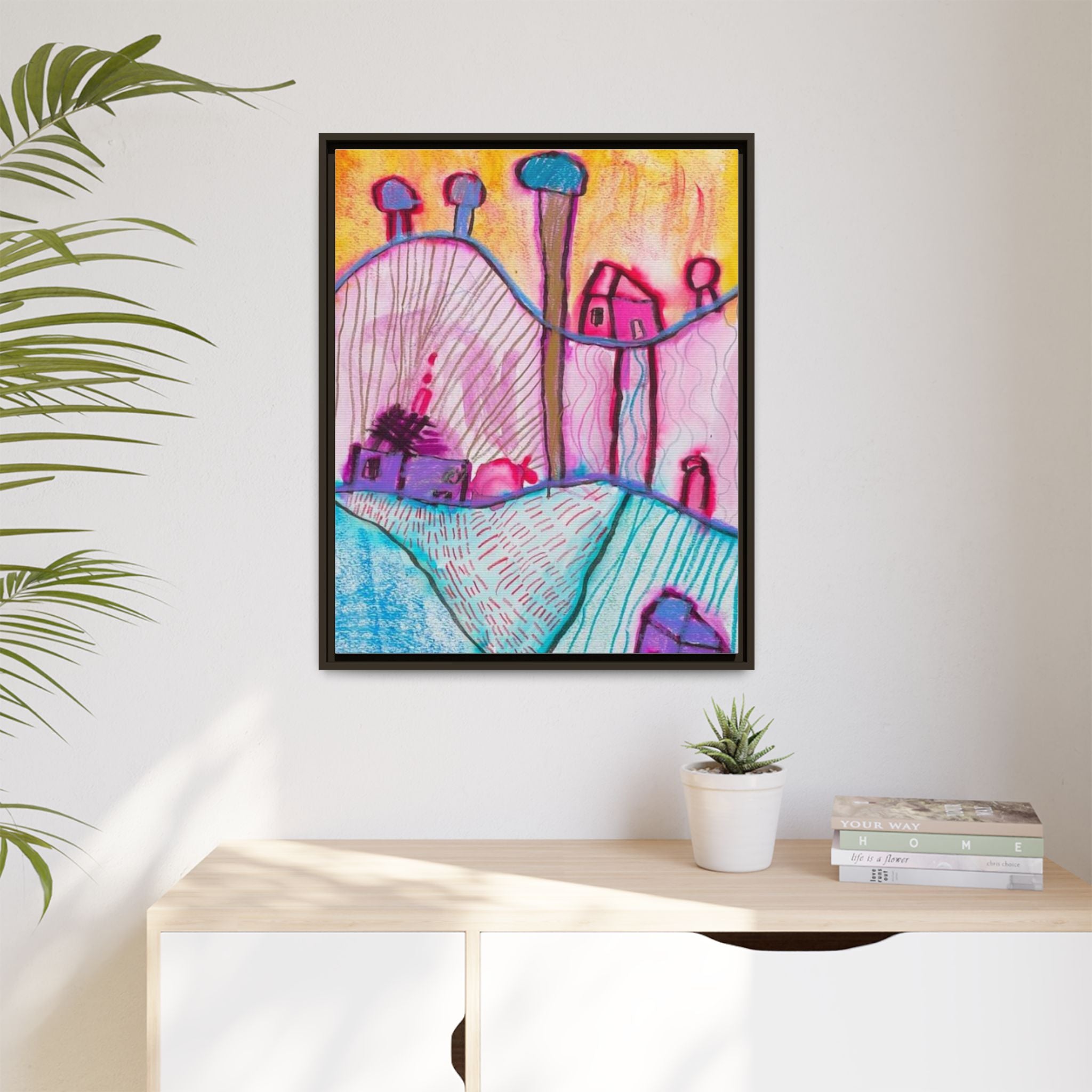 House on a Hill Matte Canvas, Framed Inspired by Frank Stella Art by Jackson Smith