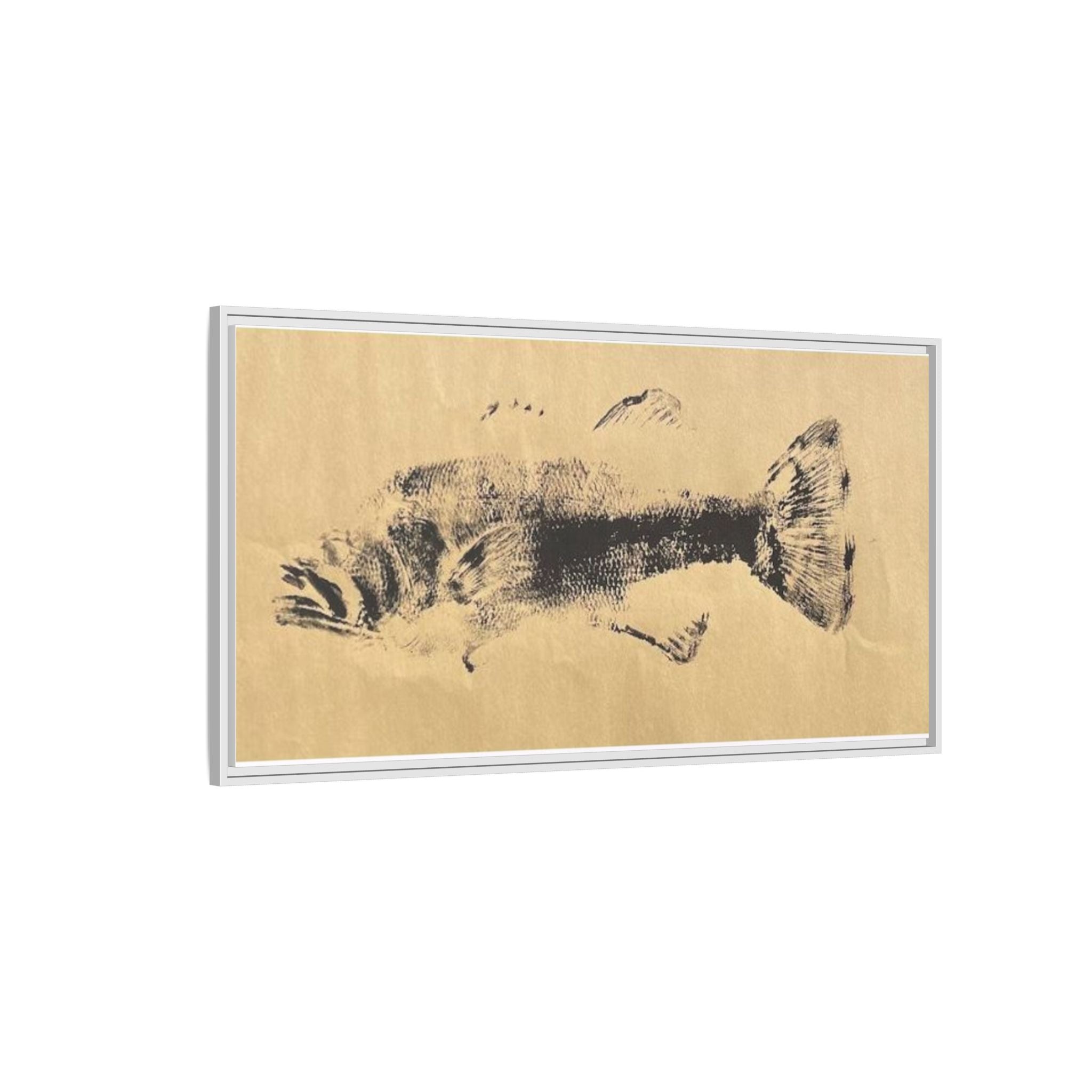 Gyotaku Fish Matte Canvas, Framed Gyotaku print by rubbing the body of an inked fish