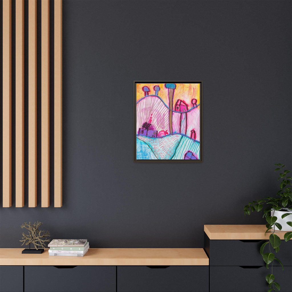 House on a Hill Matte Canvas, Framed Inspired by Frank Stella Art by Jackson Smith