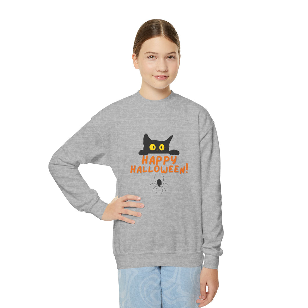 Halloween Sweatshirt Halloween Cat Sweatshirt Spider and Cat Halloween Sweatshirt Longsleeve Halloween