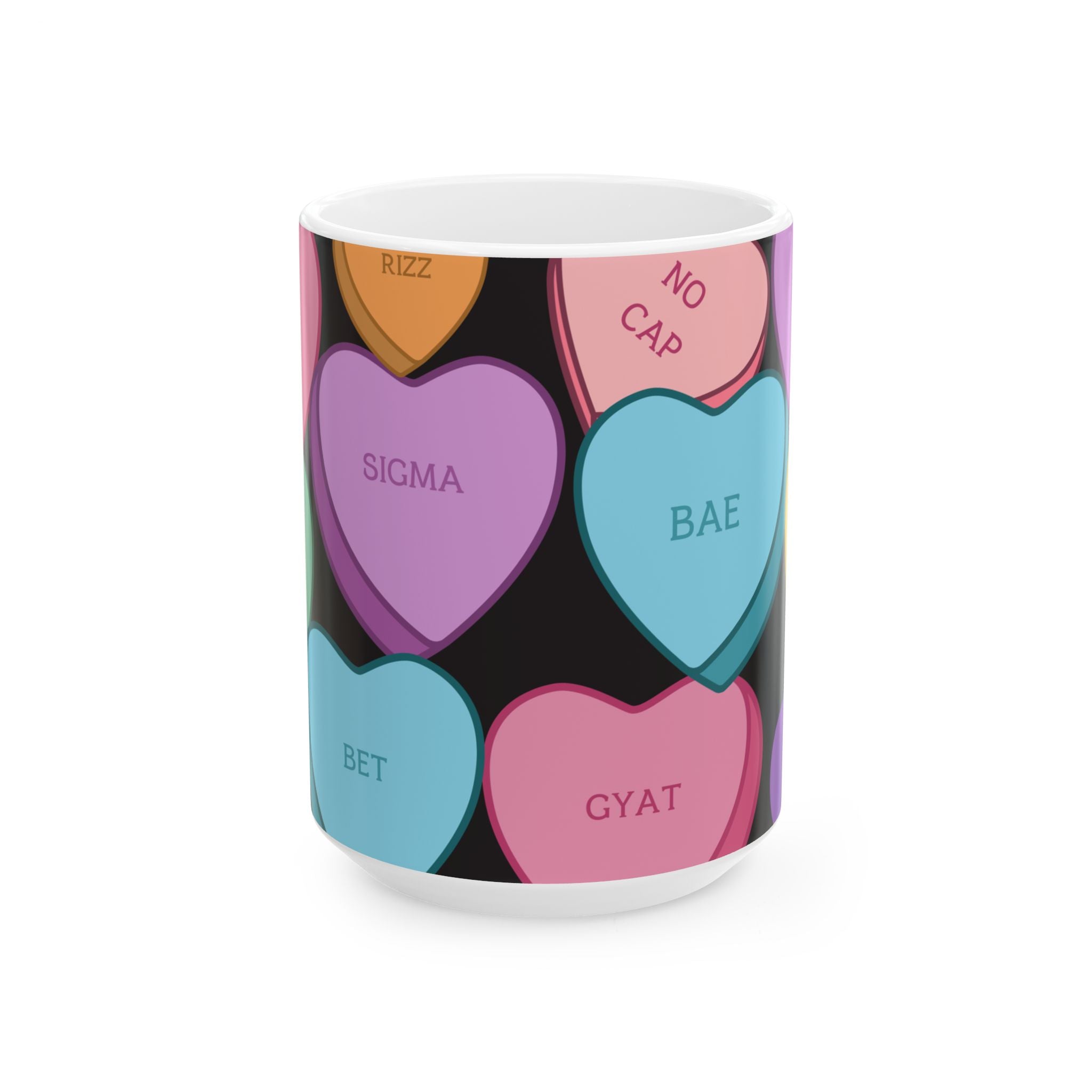 Candy Hearts Slang Valentines Ceramic Mug, (11oz, 15oz)