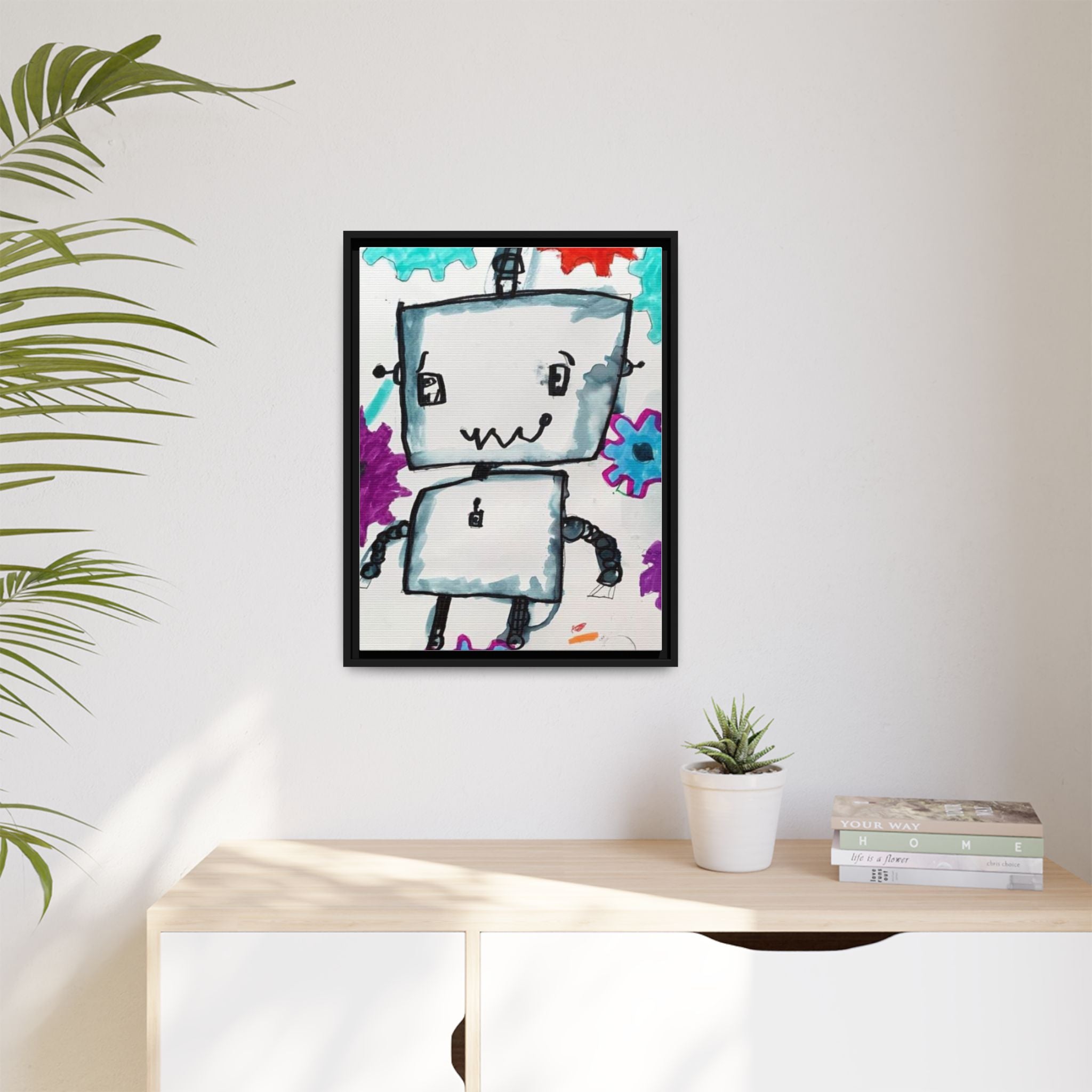 Nam June Paik Robots Matte Canvas Art by Jackson Smith Framed