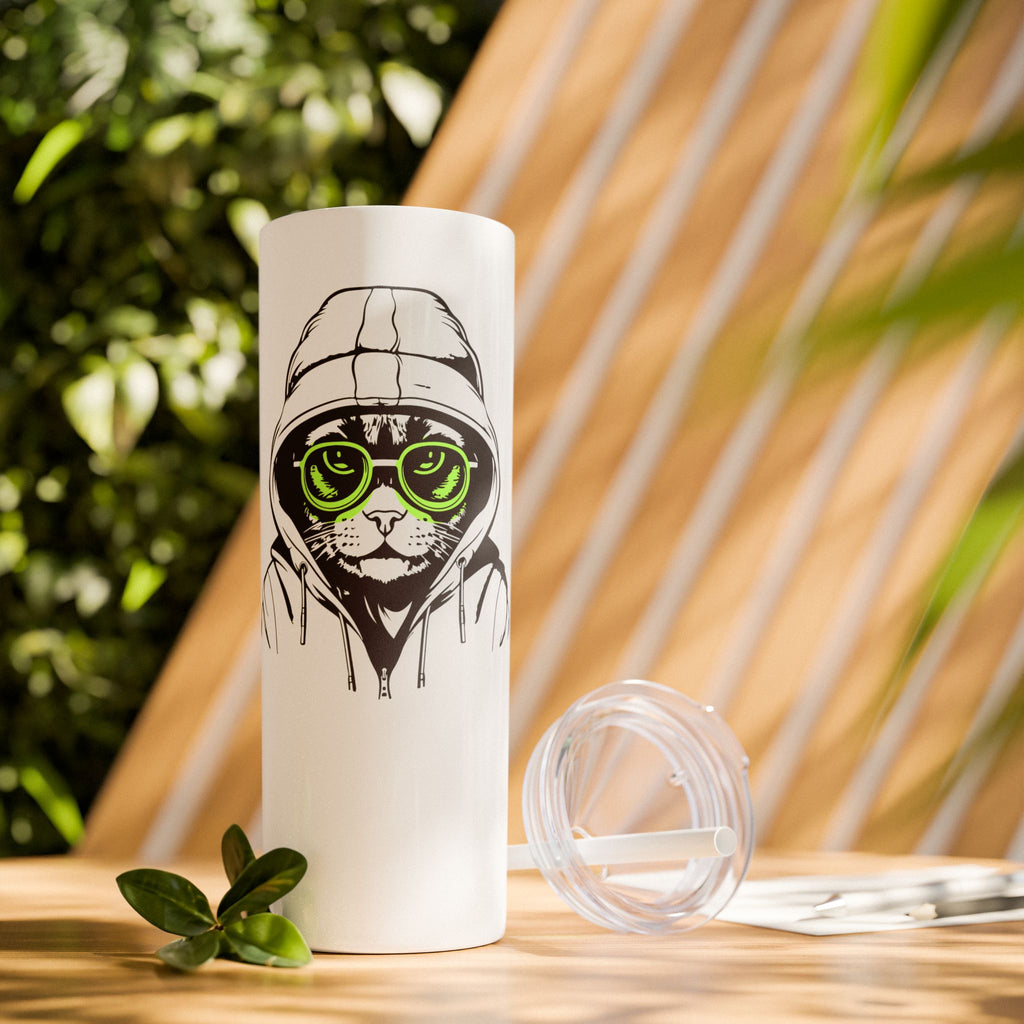 Angry Kitty Hip Cat Cool Cat Skinny Tumbler with Straw 20oz