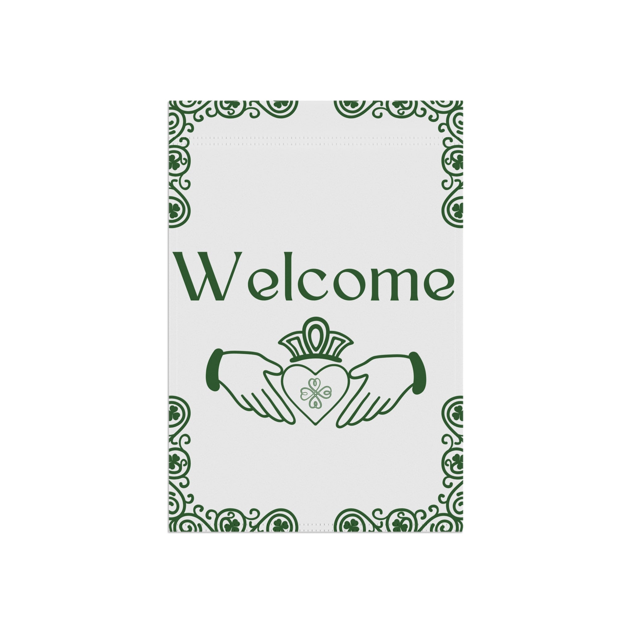 Irish Welcome Flag 12 x 18 in Welcome Flag with Irish Claddagh Irish Garden Flag St. Patrick's Day