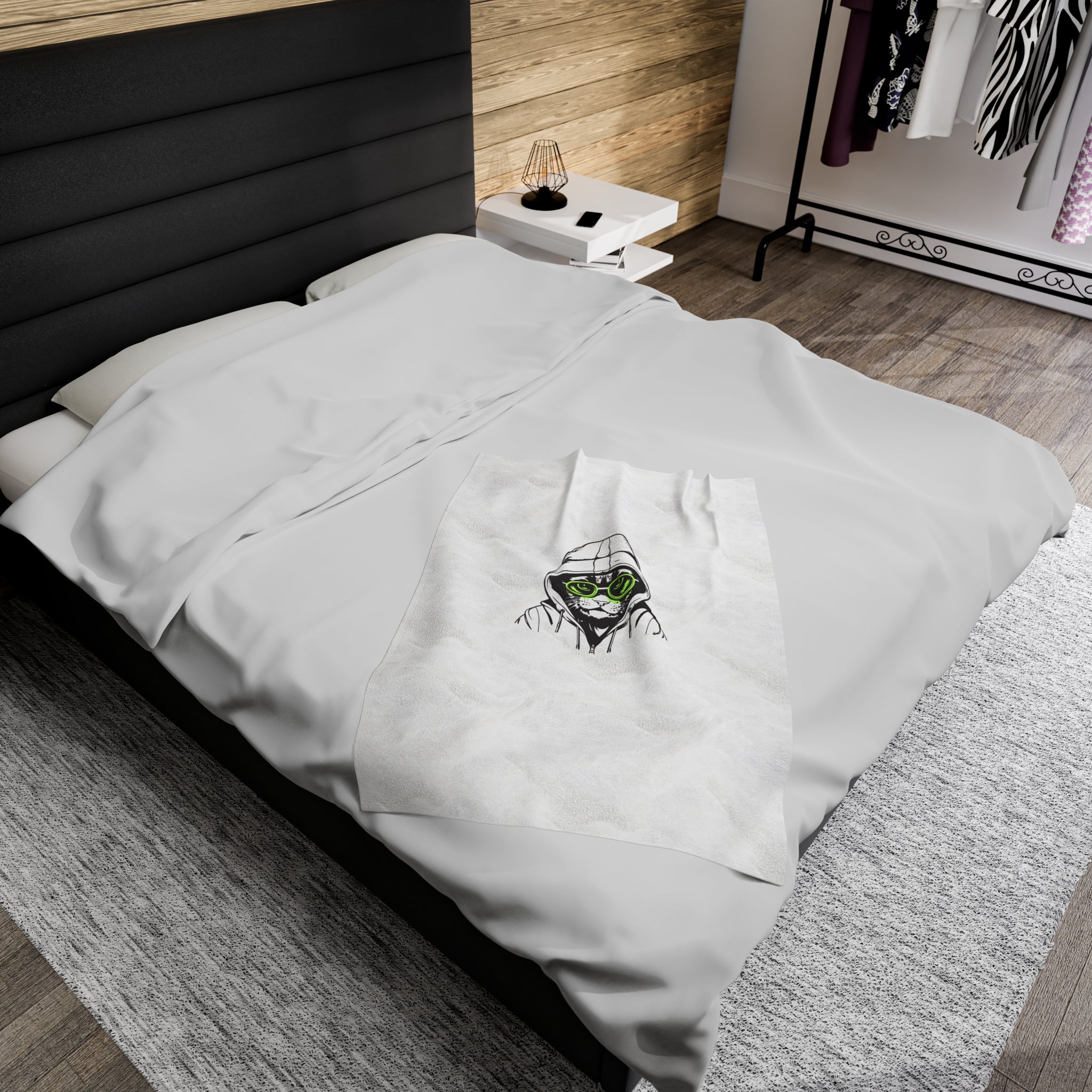 Cool Kat or Angry Kitty Velveteen Plush Blanket