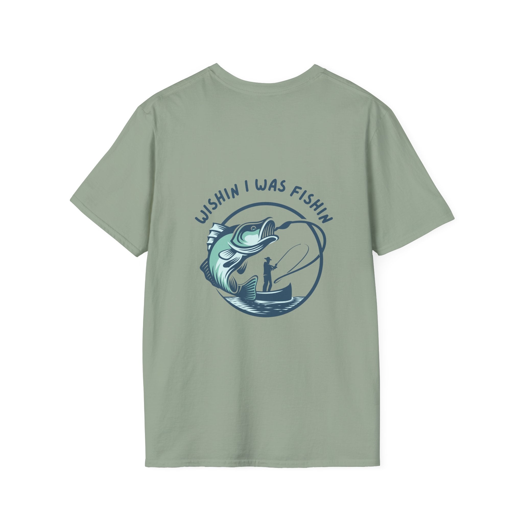 Fishing HumorGraphic Soft Tee Fishing T-Shirt - Wishin I Was FishinTee Gift for Dad