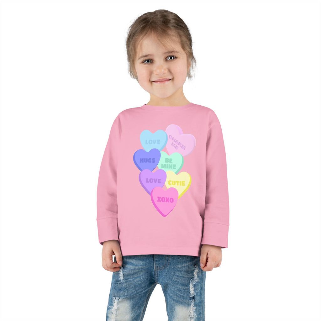 Toddler Candy Hearts Long Sleeve Tee Valentine's Toddler Tee Candy Hearts Valentine's Long sleeve Toddler Tee