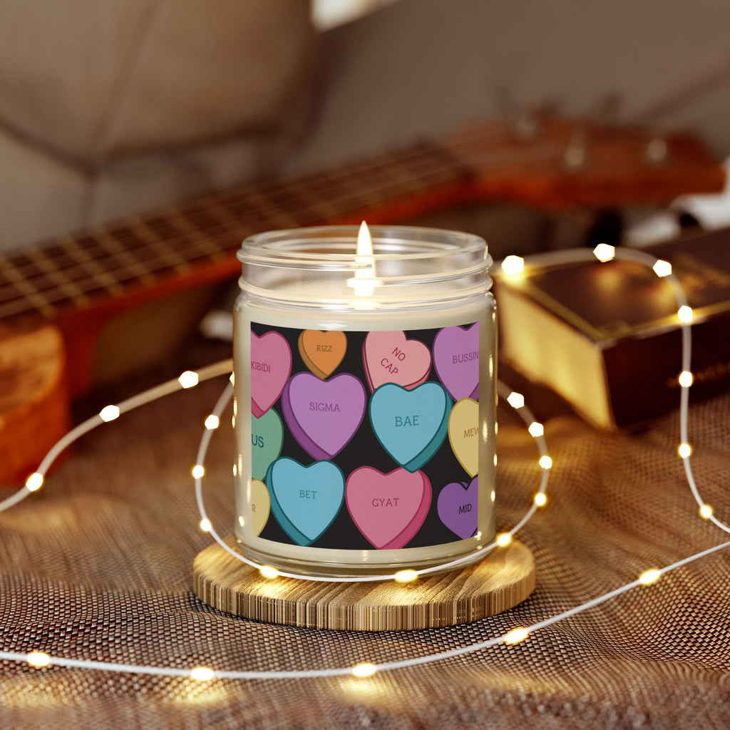 Candy Hearts Slang Candle, Coconut Apricot Wax ( 9oz)