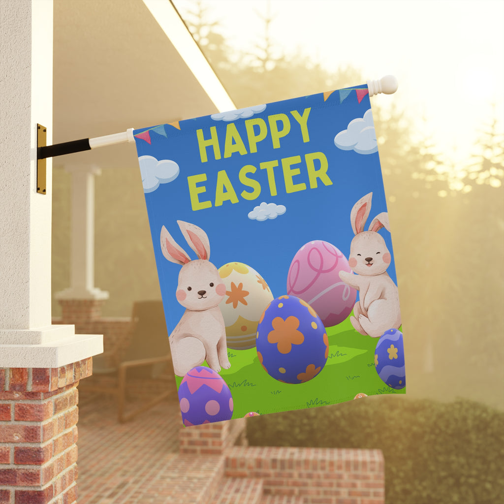 Easter Garden Flag, Spring Decor, Cute Bunny Flag, Outdoor Decoration, Happy Easter Sign, Seasonal Yard Art