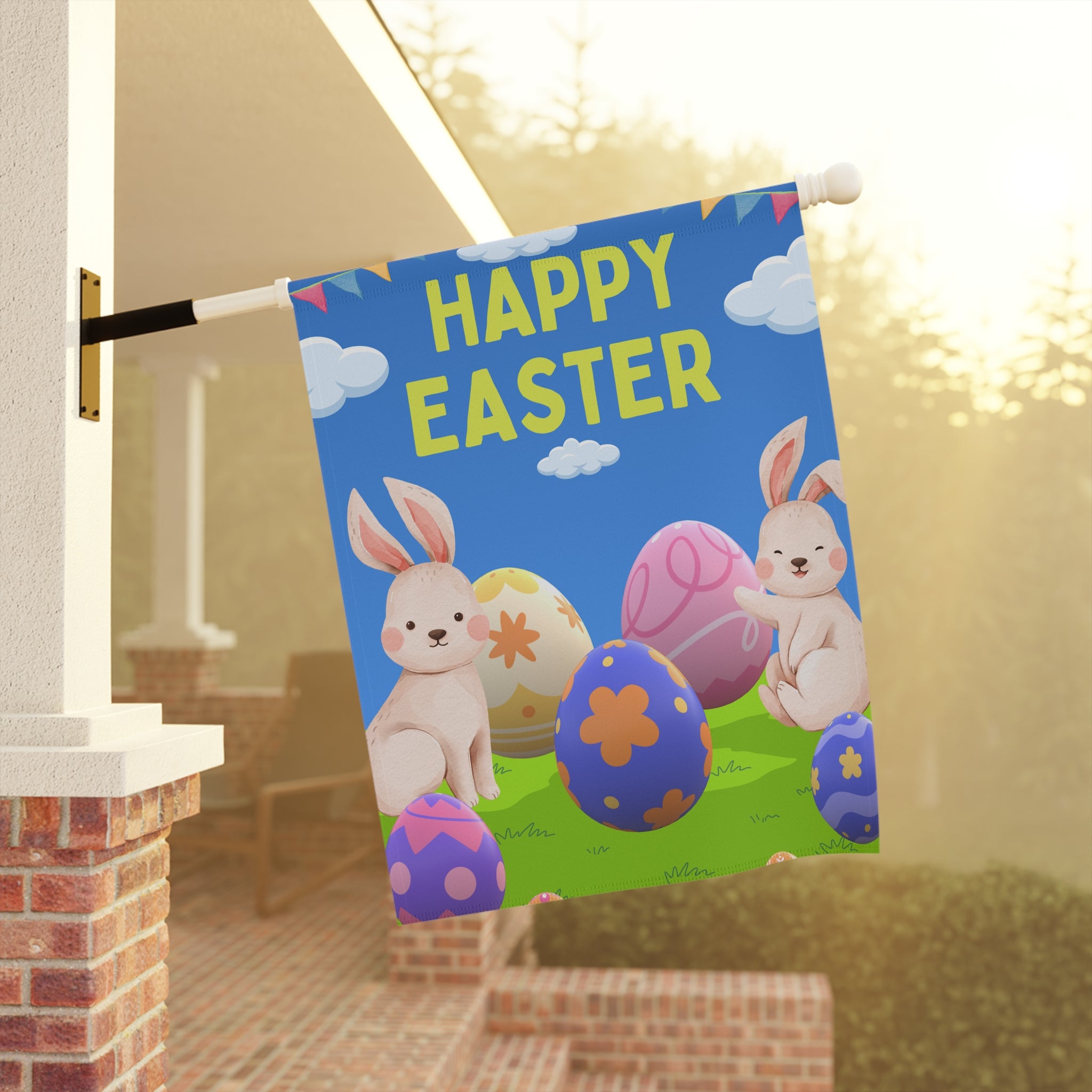 Easter Garden Flag, Spring Decor, Cute Bunny Flag, Outdoor Decoration, Happy Easter Sign, Seasonal Yard Art