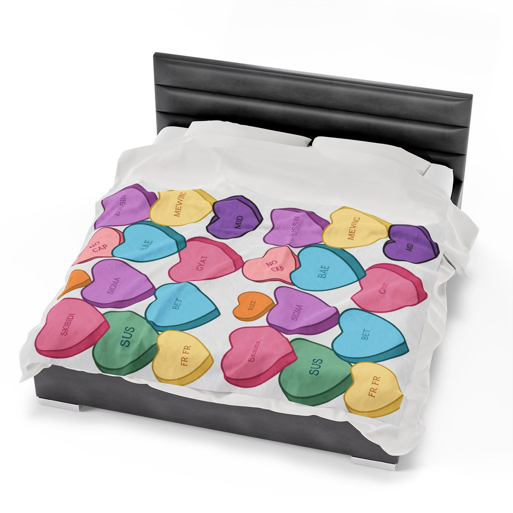 Candy Heart Valentines Velvet Soft Blanket Cozy Up in Style This Valentines Day