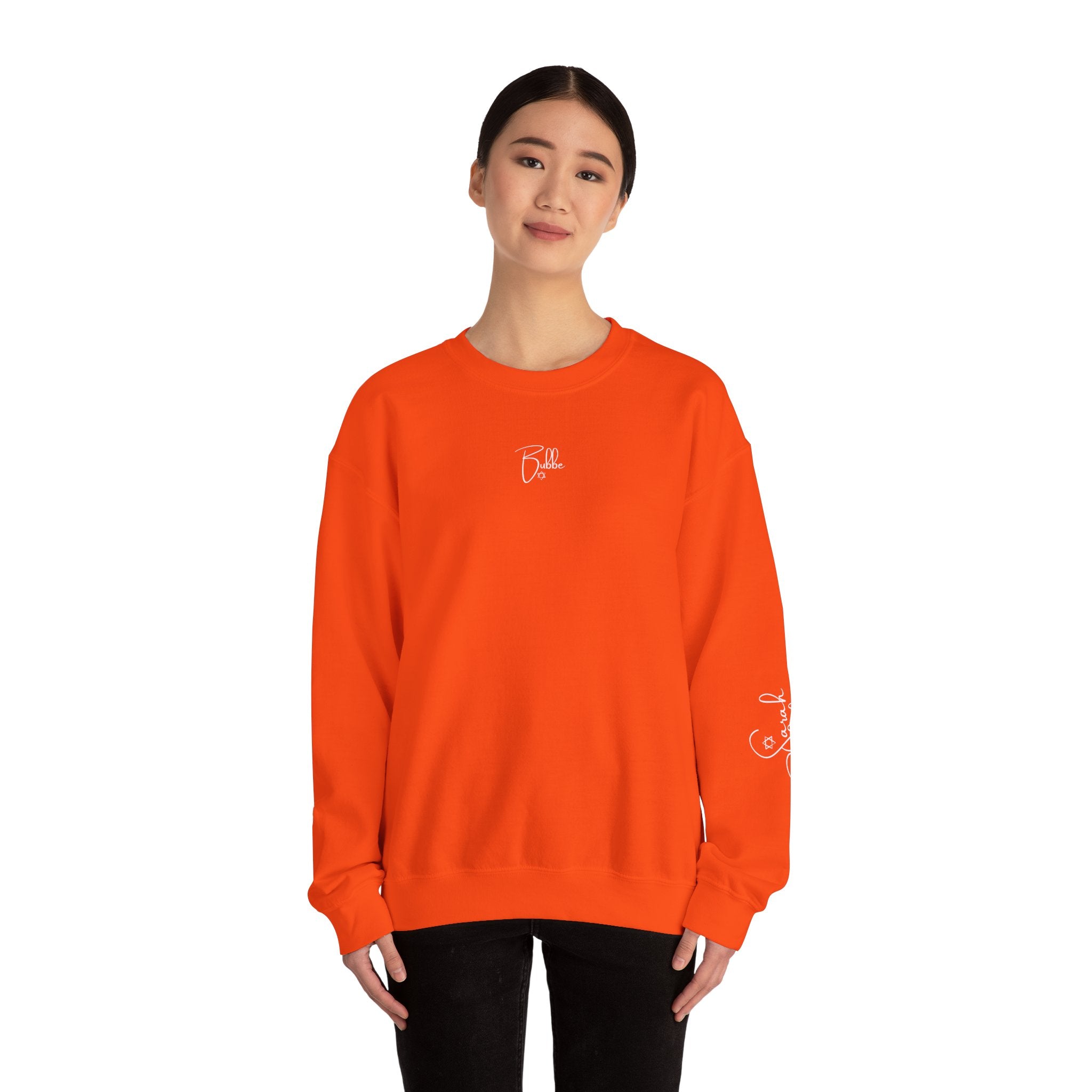Bubbe Custom Jewish Grandmother Stylish Sweatshirt with Grands names on sleeve