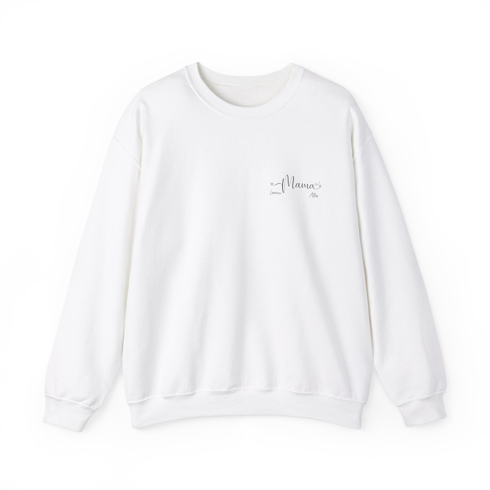 Custom 2 child Mama Sweatshirt with Names Heavy Blend™ Crewneck Sweatshirt