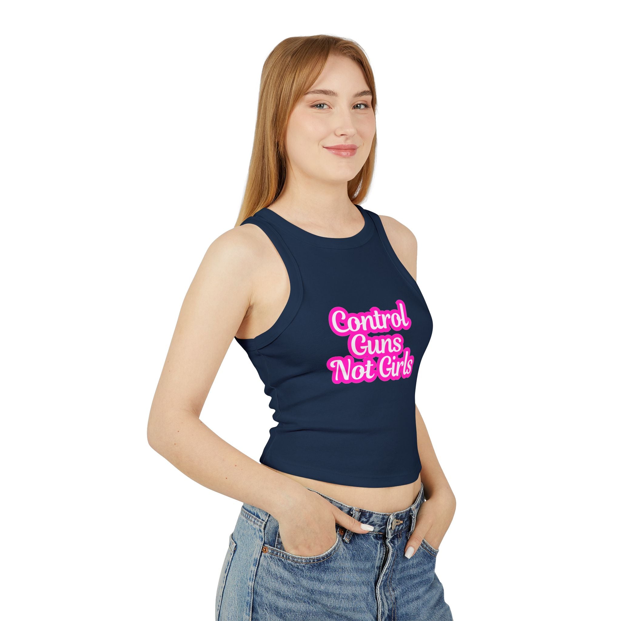 Control Guns Not Girls Women's Cropped Tank Women's Rights Shirt Gun Control Racer Tank Top
