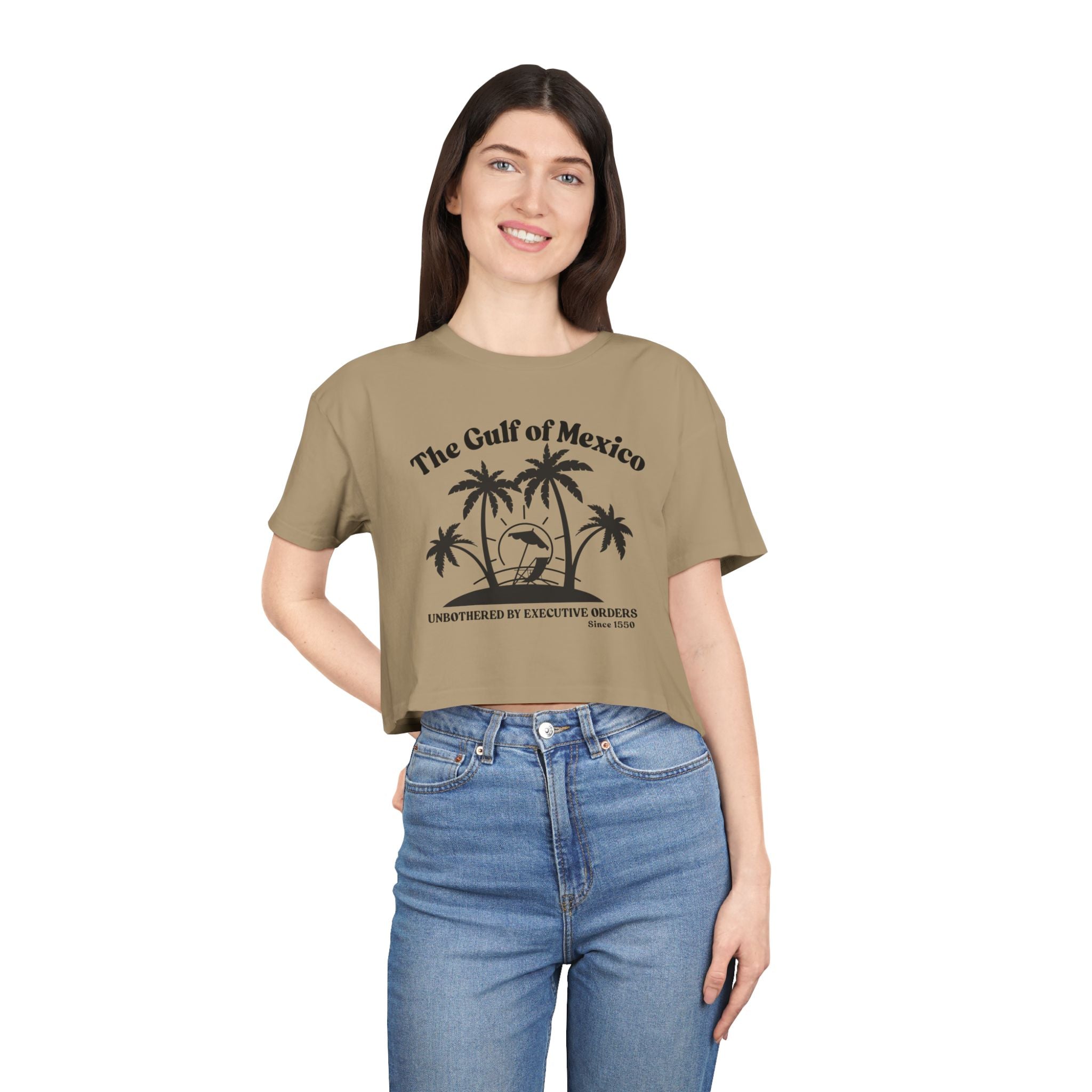 Gulf of Mexico Graphic Crop Tee,  Beachwear Gift for Her, Vacation Top, Gulf of Mexico T Shirt