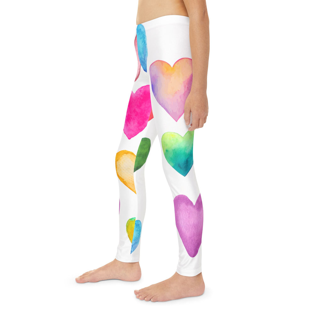 Youth Valentine's Leggings Valentine's Full-Length Leggings Pastel Hearts Print Leggings