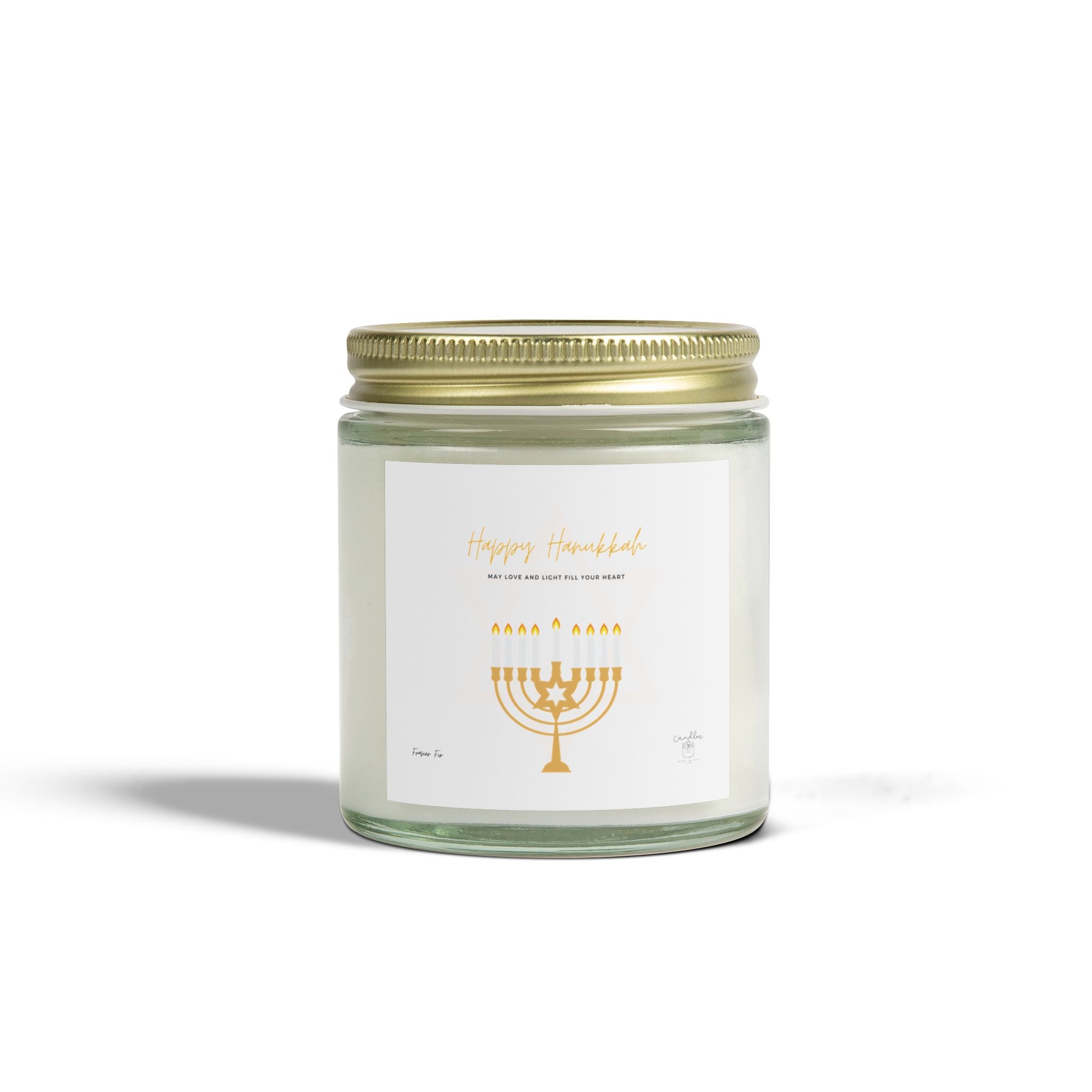 Frasier Fir Hanukkah Candle, Frasier Fir Scented Hanukkah Candle made of Coconut Apricot Wax (4oz, 9oz)
