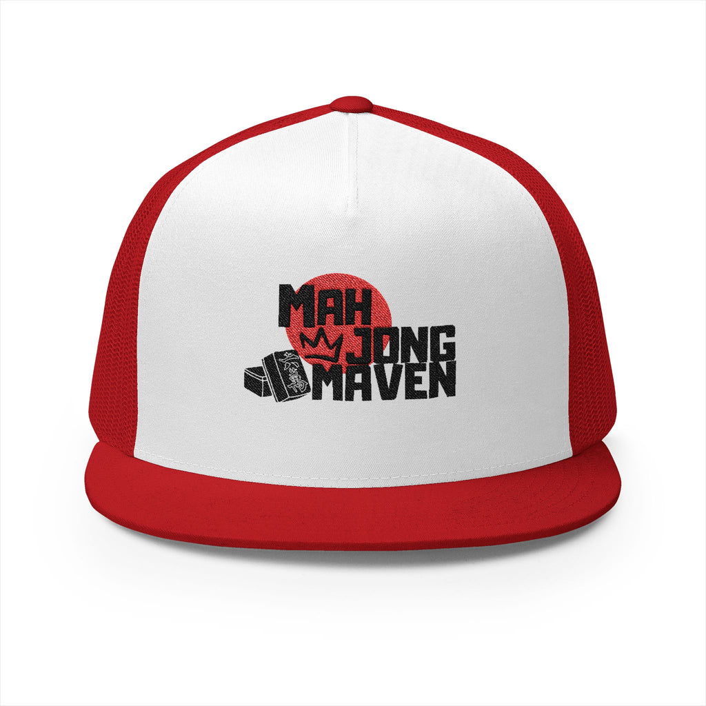 Mahjong Maven 5 Panel Trucker Cap, Mahjong Embroidered Hat Mahjongg Gift Mahjong Gift for Her