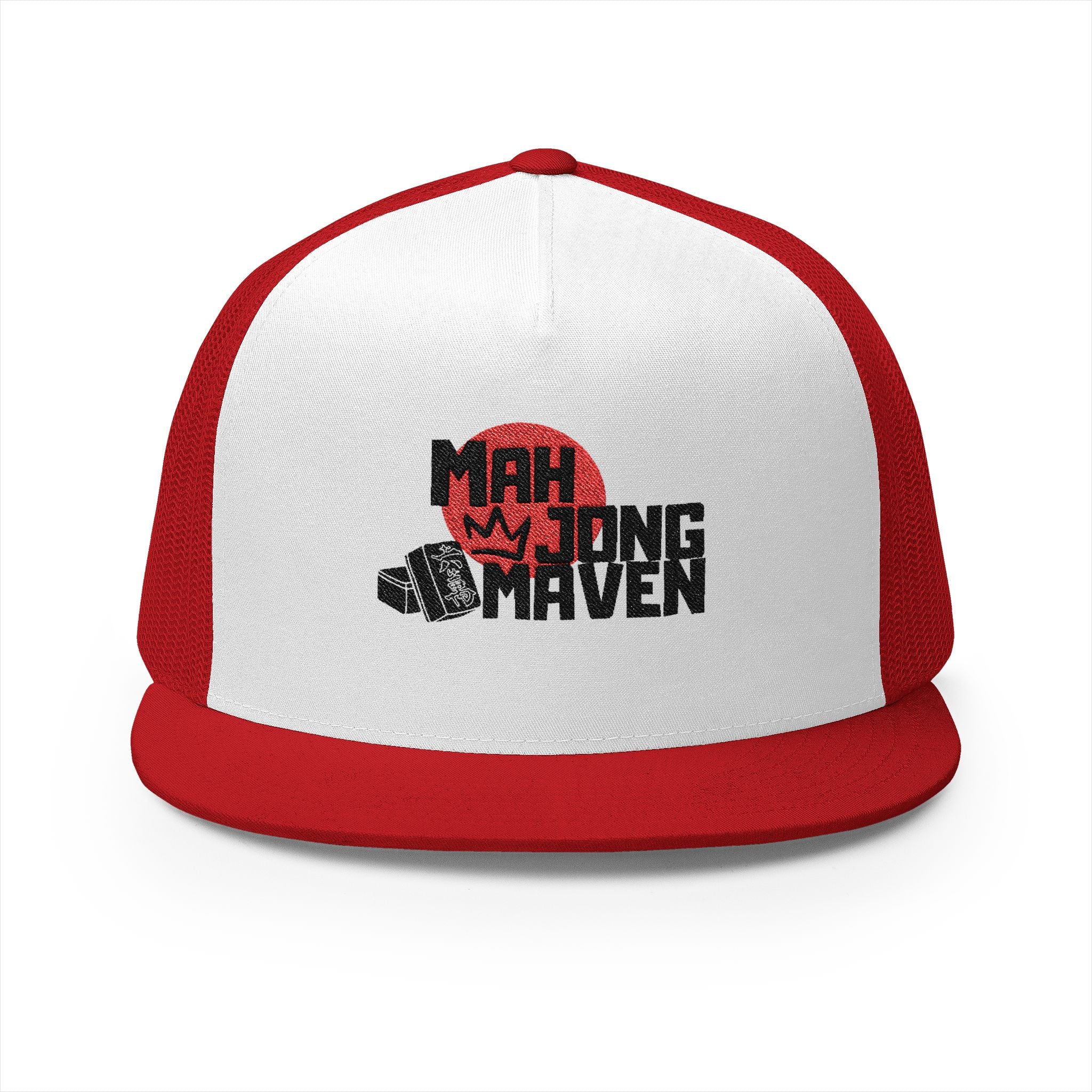 Mahjong Maven 5 Panel Trucker Cap, Mahjong Embroidered Hat Mahjongg Gift Mahjong Gift for Her