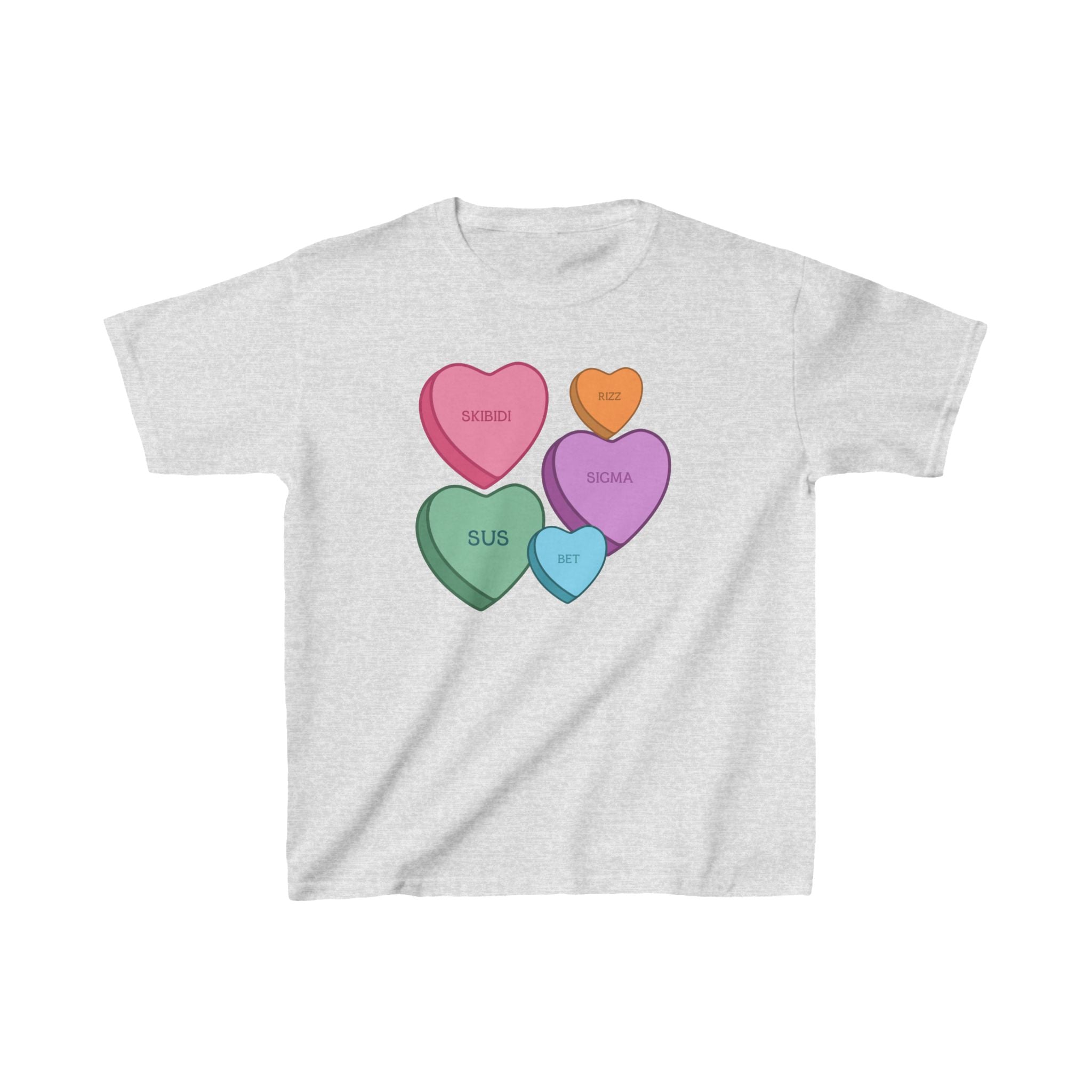 Kids Candy Hearts Valentines Day T-Shirt, Alpha Gen Slang Tee for Children, Valentine's Day Shirt, Youth Top, Kids Fashion, Gift for Boys