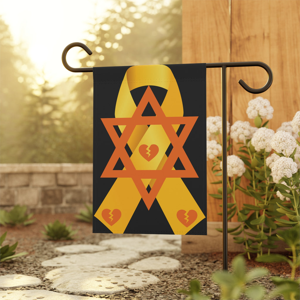 Heartfelt Garden Banner | Yellow Ribbon & Star of David, Jewish Flag, Memorial Decoration, Honor the Bibas Family