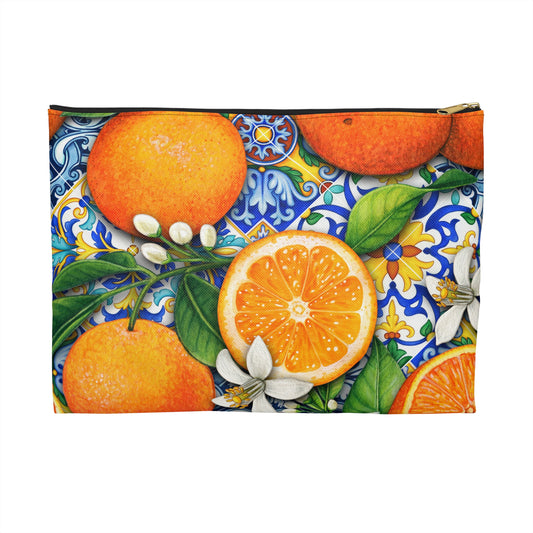Vibrant Citrus Accessory Pouch, Travel Organizer, Makeup Bag, Gift for Fruit Lovers, Florida Citrus Vibes Personalize or leave blank
