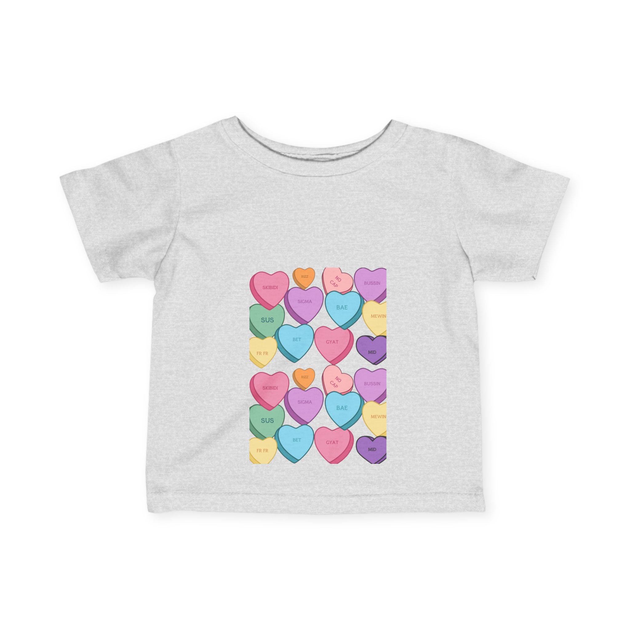 Infant Jersey Tee, Candy Hearts Slang Matching Toddler Shirt for Siblings, Valentine's Day, Family Photos, Baby Shower Gift, Kids Clothing