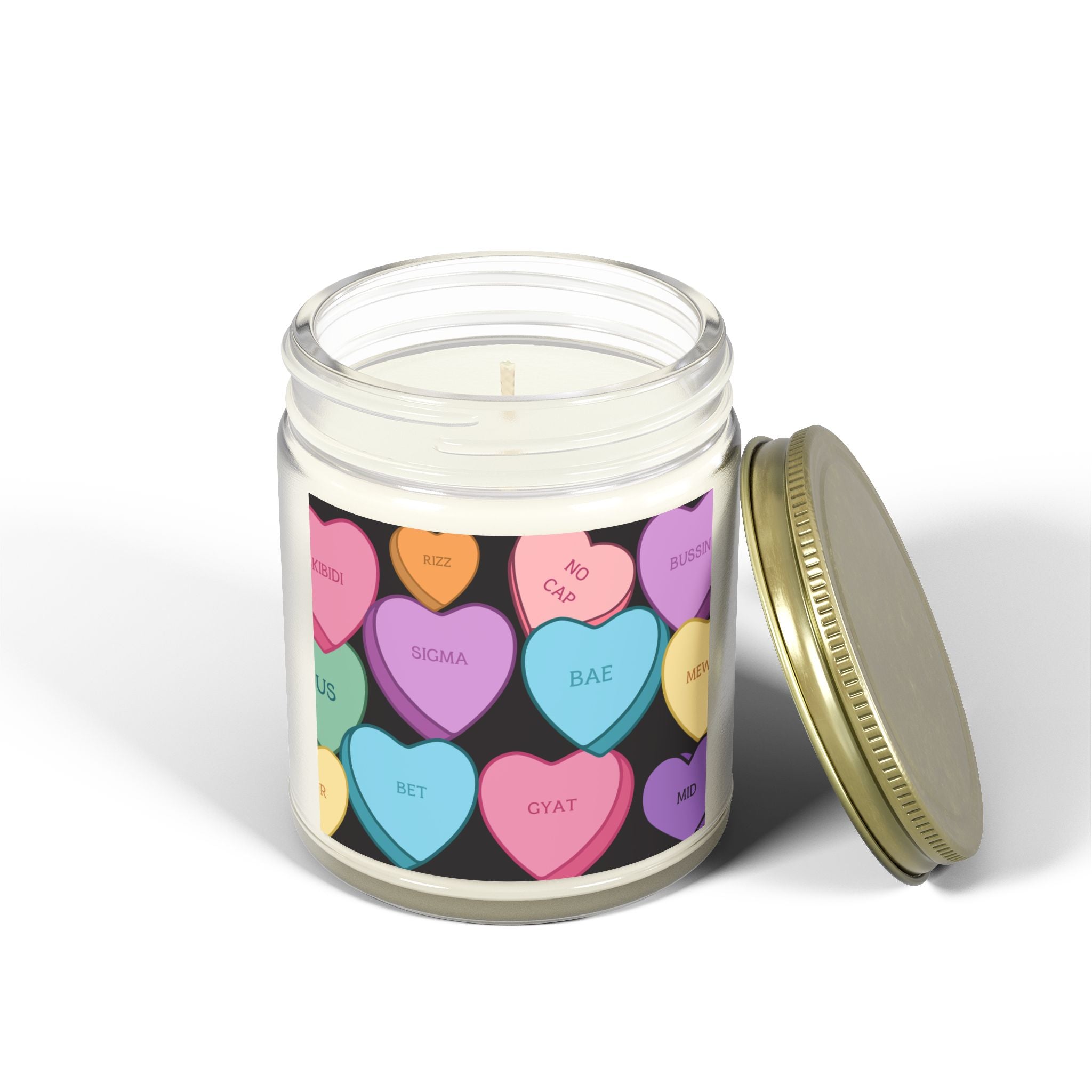 Candy Hearts Slang Candle, Coconut Apricot Wax ( 9oz)