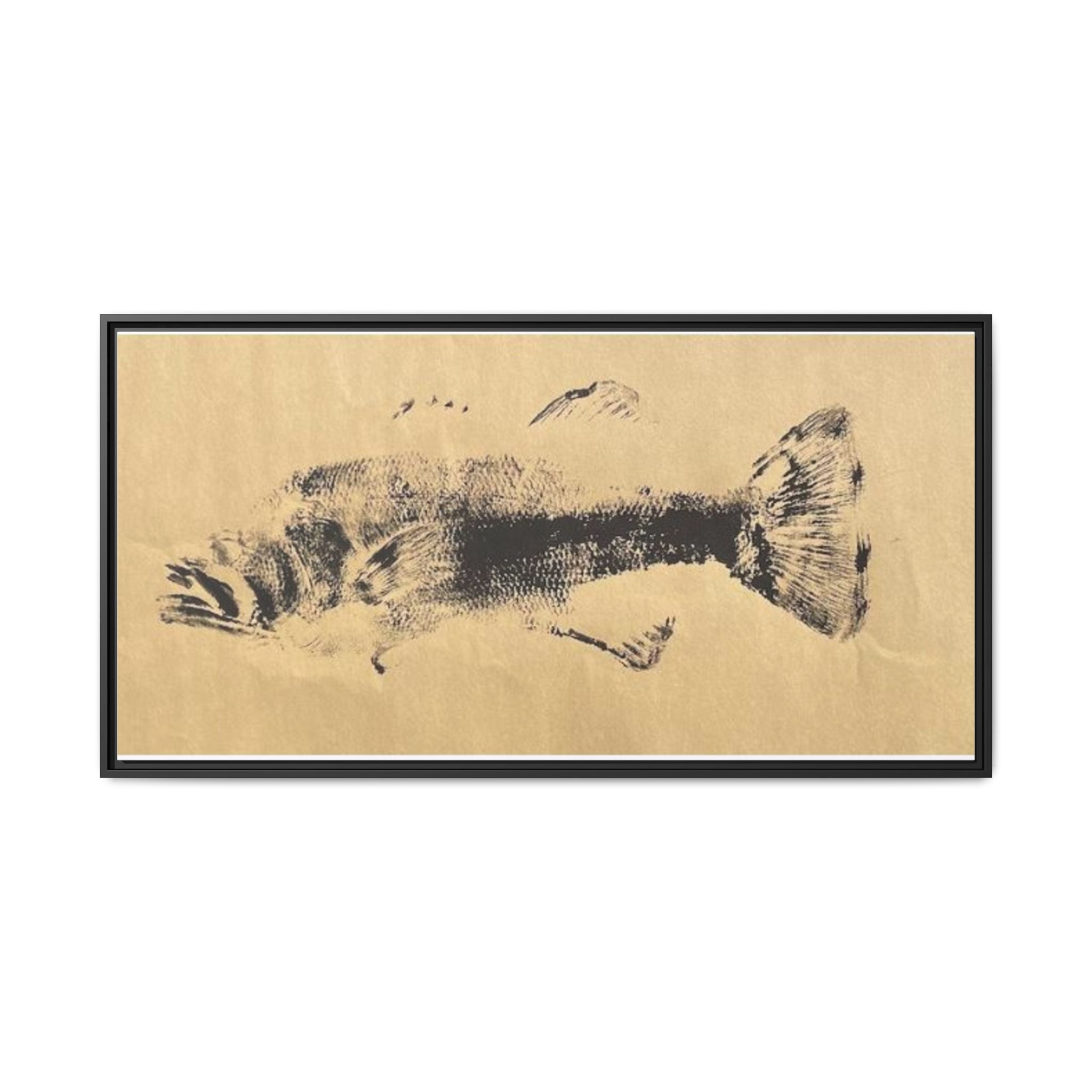 Gyotaku Fish Matte Canvas, Framed Gyotaku print by rubbing the body of an inked fish