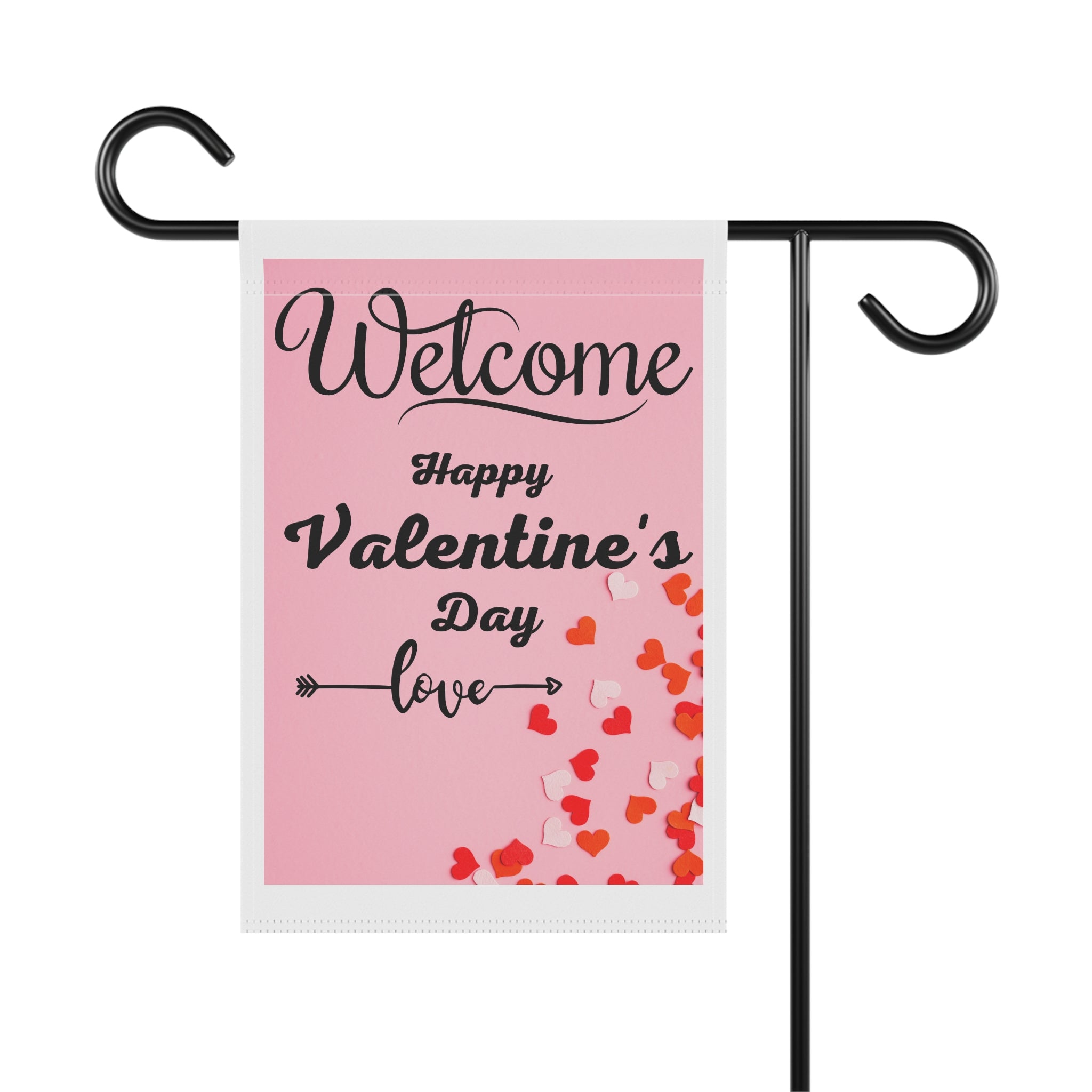 Valentine's Day Garden Flag Pink Hearts Garden Flag Welcome Garden Flag for Valentine's Day