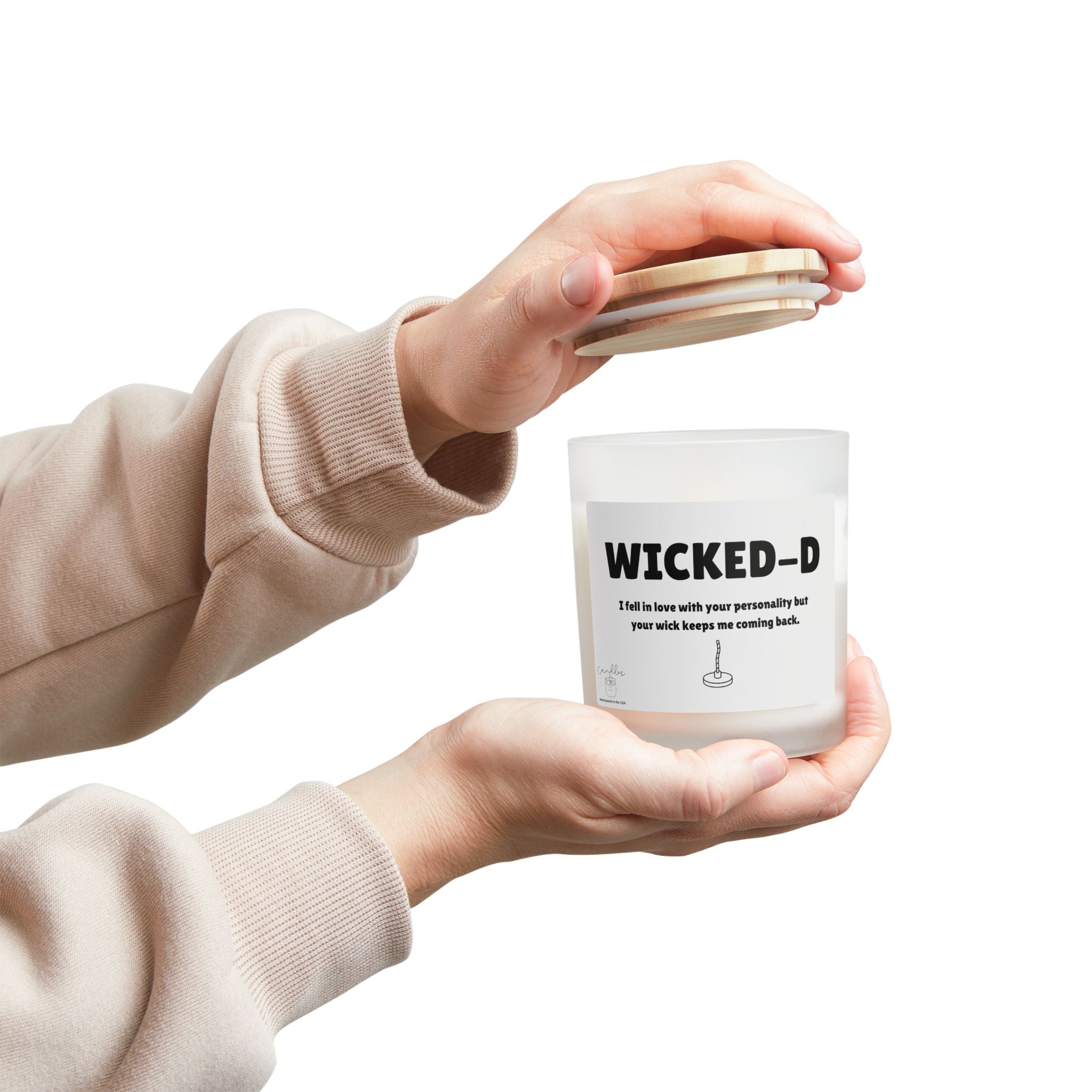 Wicked-D Wooden Wick Frosted Glass Candle for Man Gift for Guys Candle Unique Wooden Wick Candle