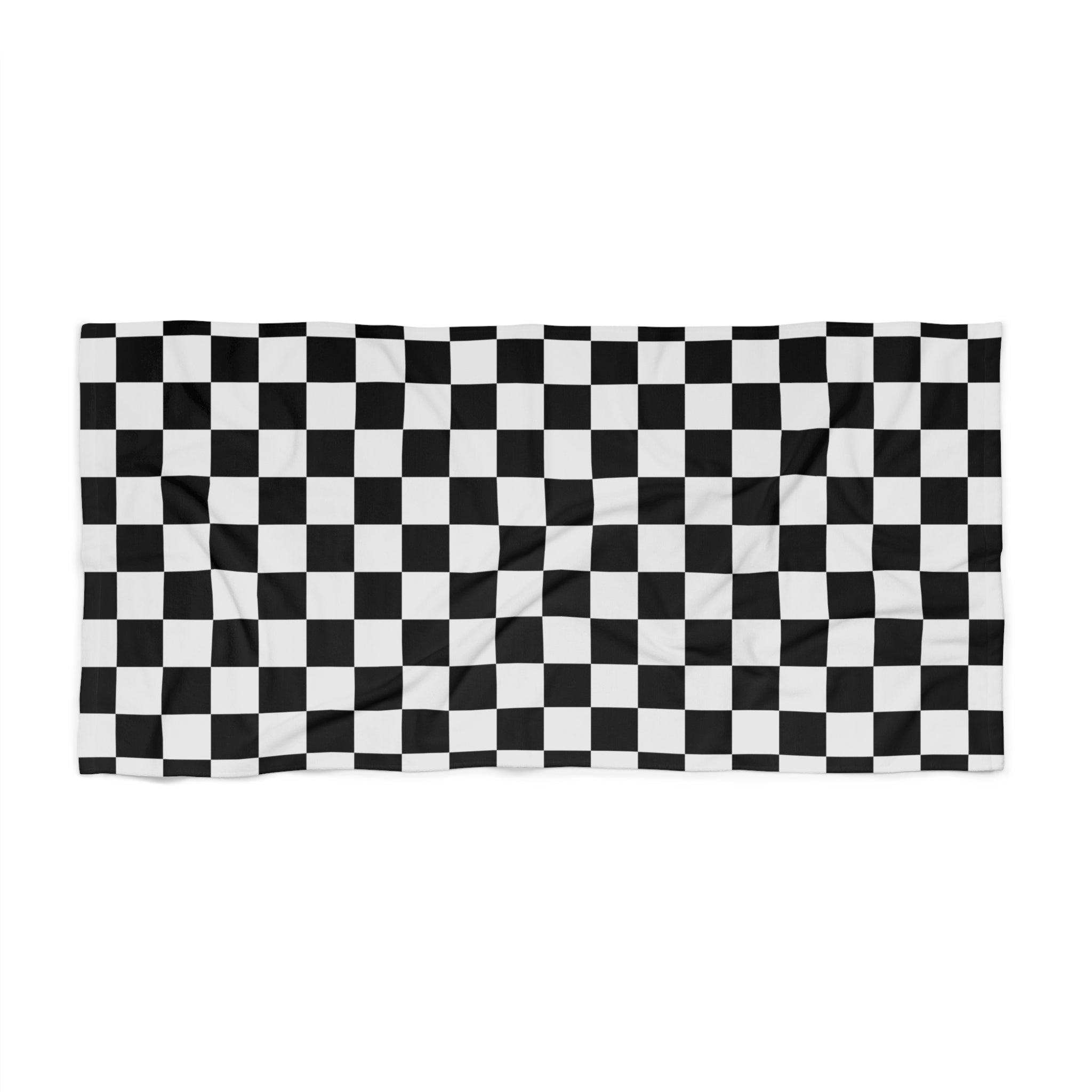 Black and White Beach Towel 30 x 60 Towel White and Black Print Chic Black and White Towel, Race Flag Towel, Checkered Flag Towel