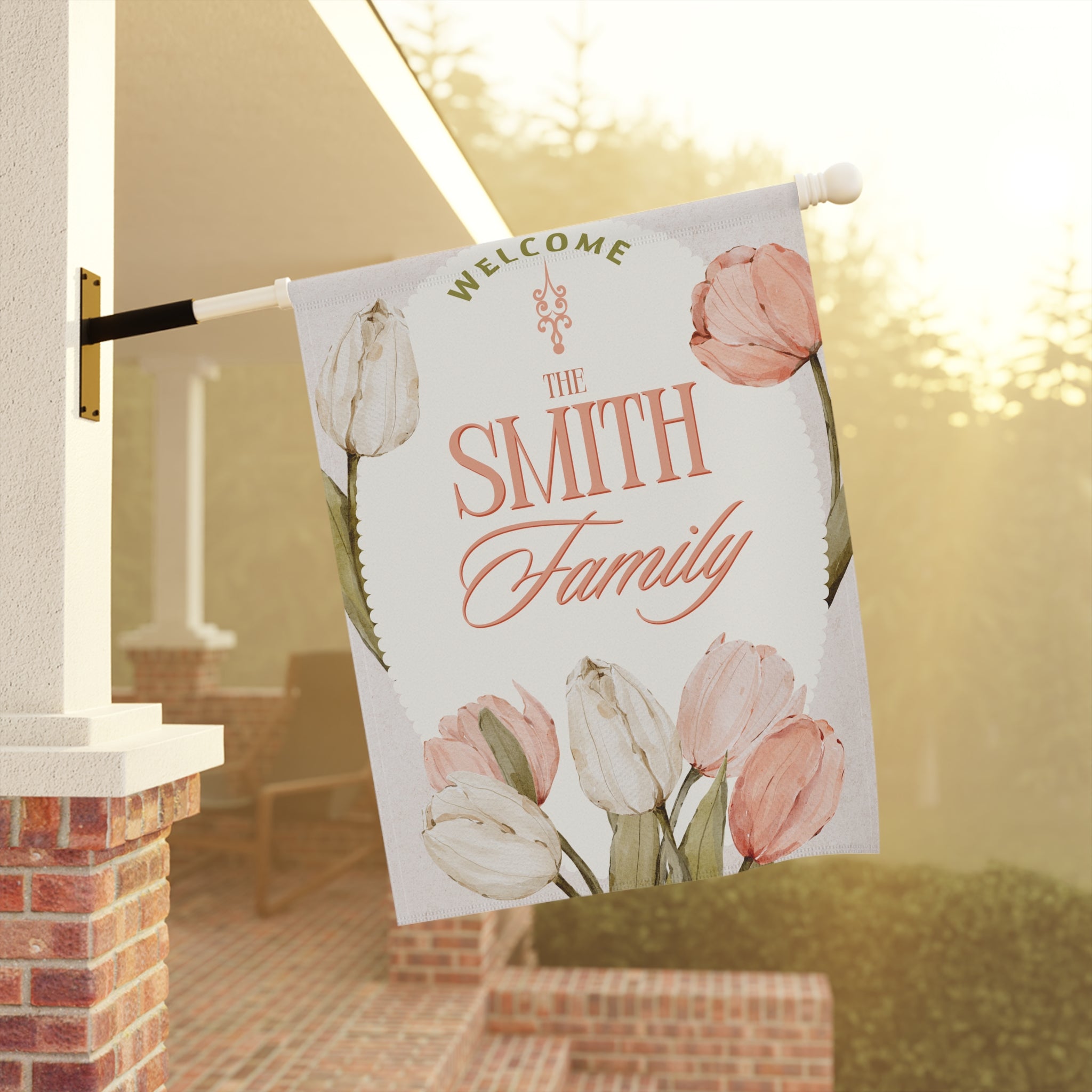 Personalized Garden Banner | Floral Welcome Sign, Decorative Yard Flag, Housewarming Gift, Spring Decor, Family Name Sign